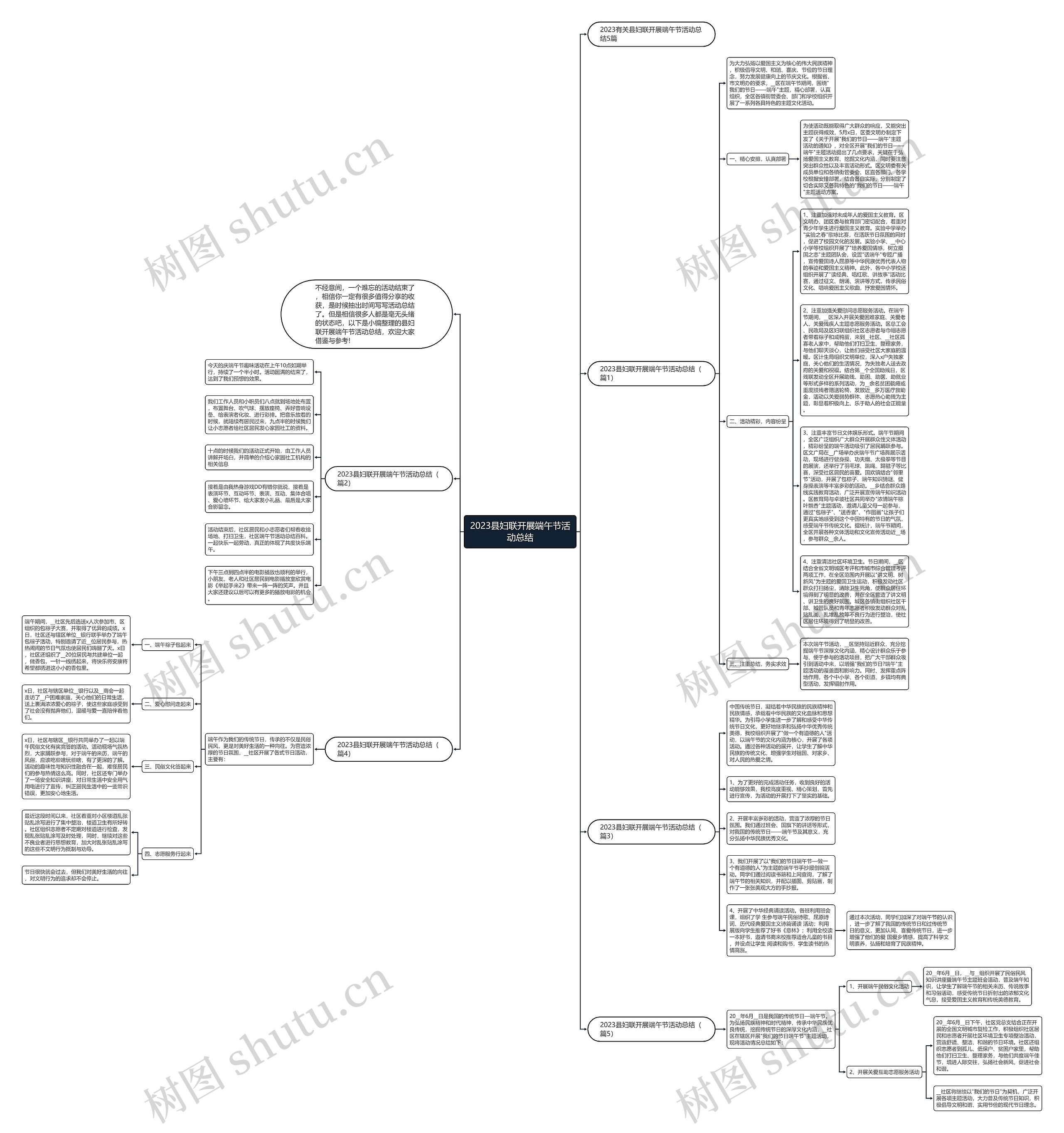 2023县妇联开展端午节活动总结思维导图