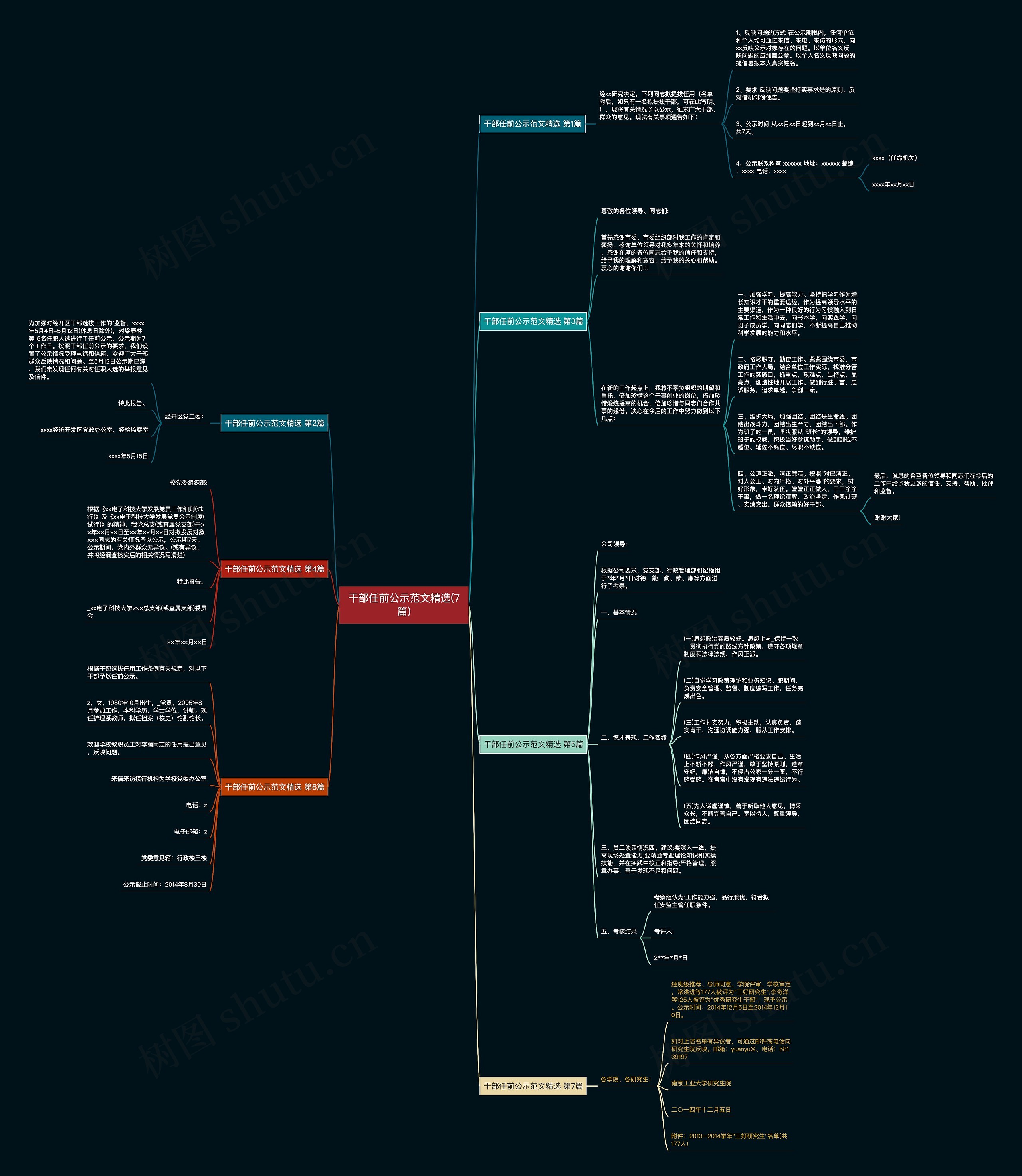干部任前公示范文精选(7篇)思维导图