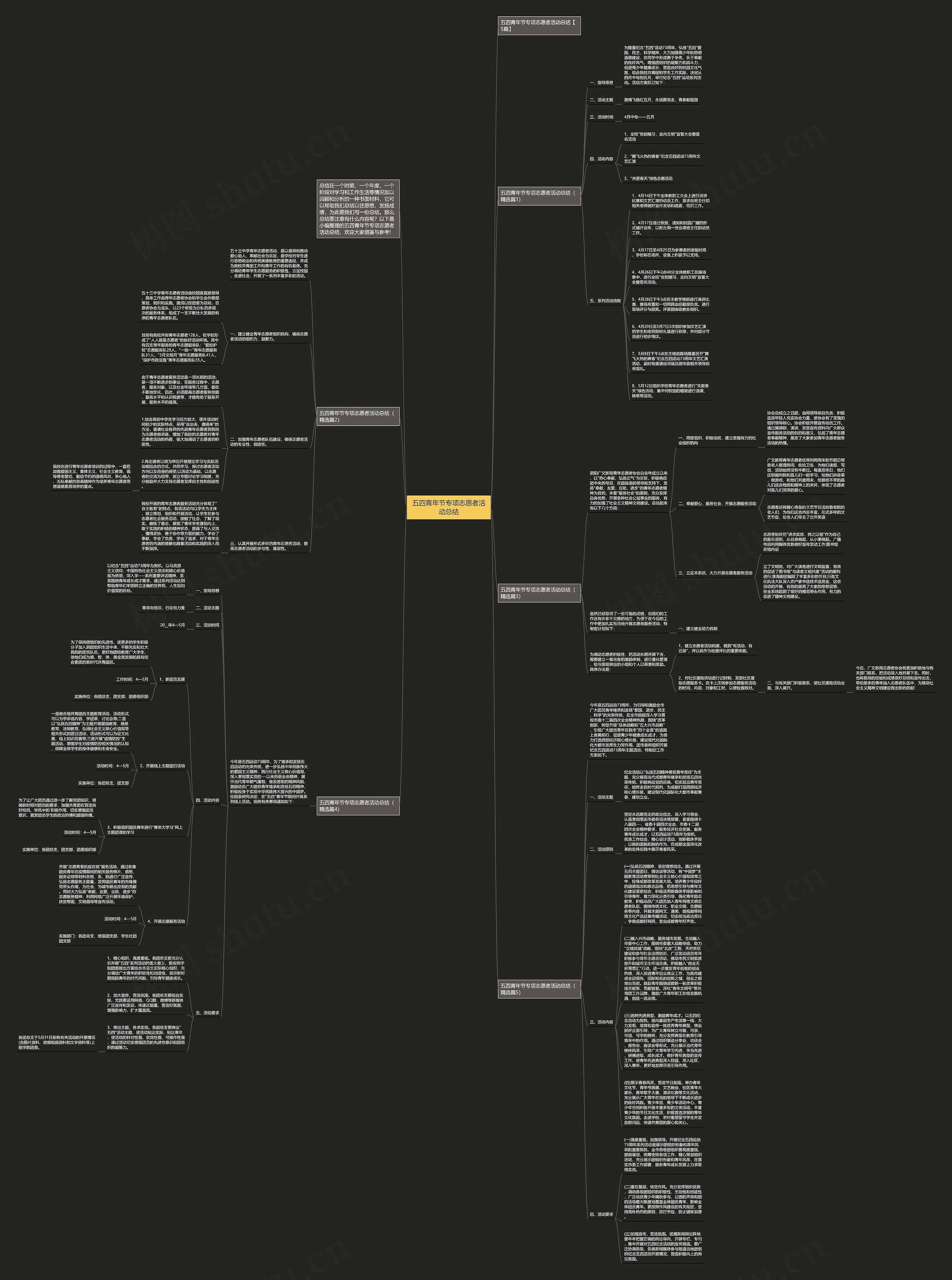 五四青年节专项志愿者活动总结思维导图