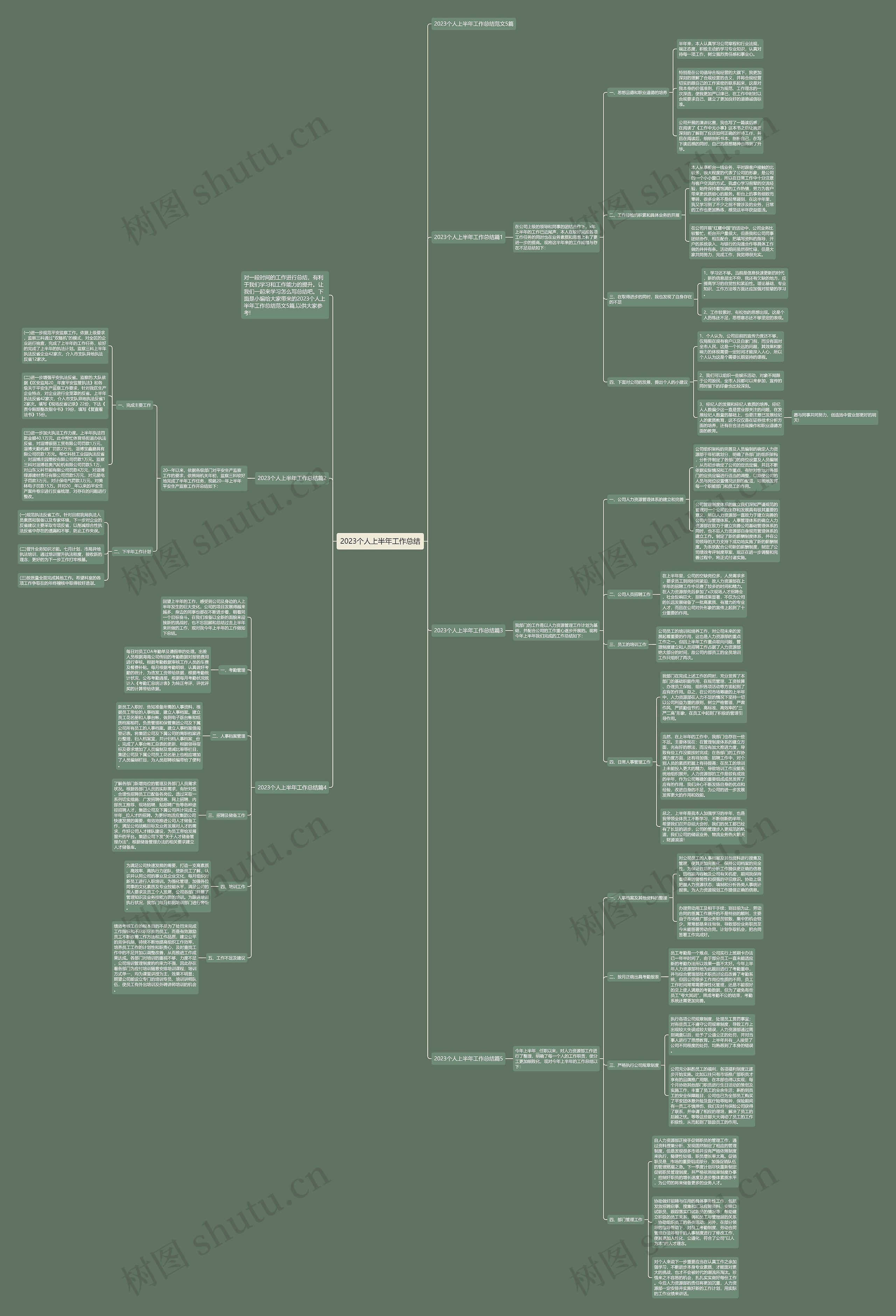 2023个人上半年工作总结思维导图