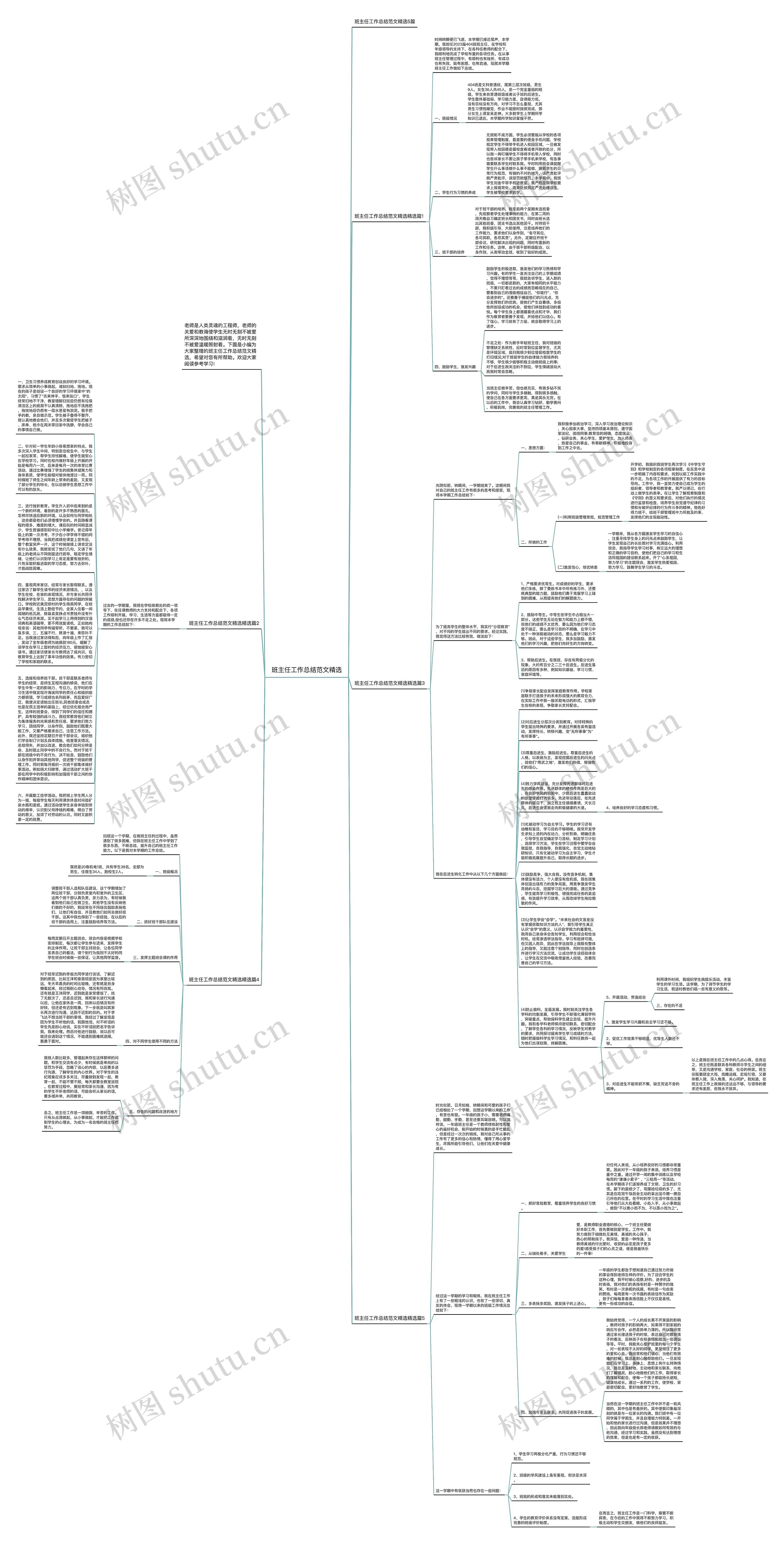 班主任工作总结范文精选思维导图
