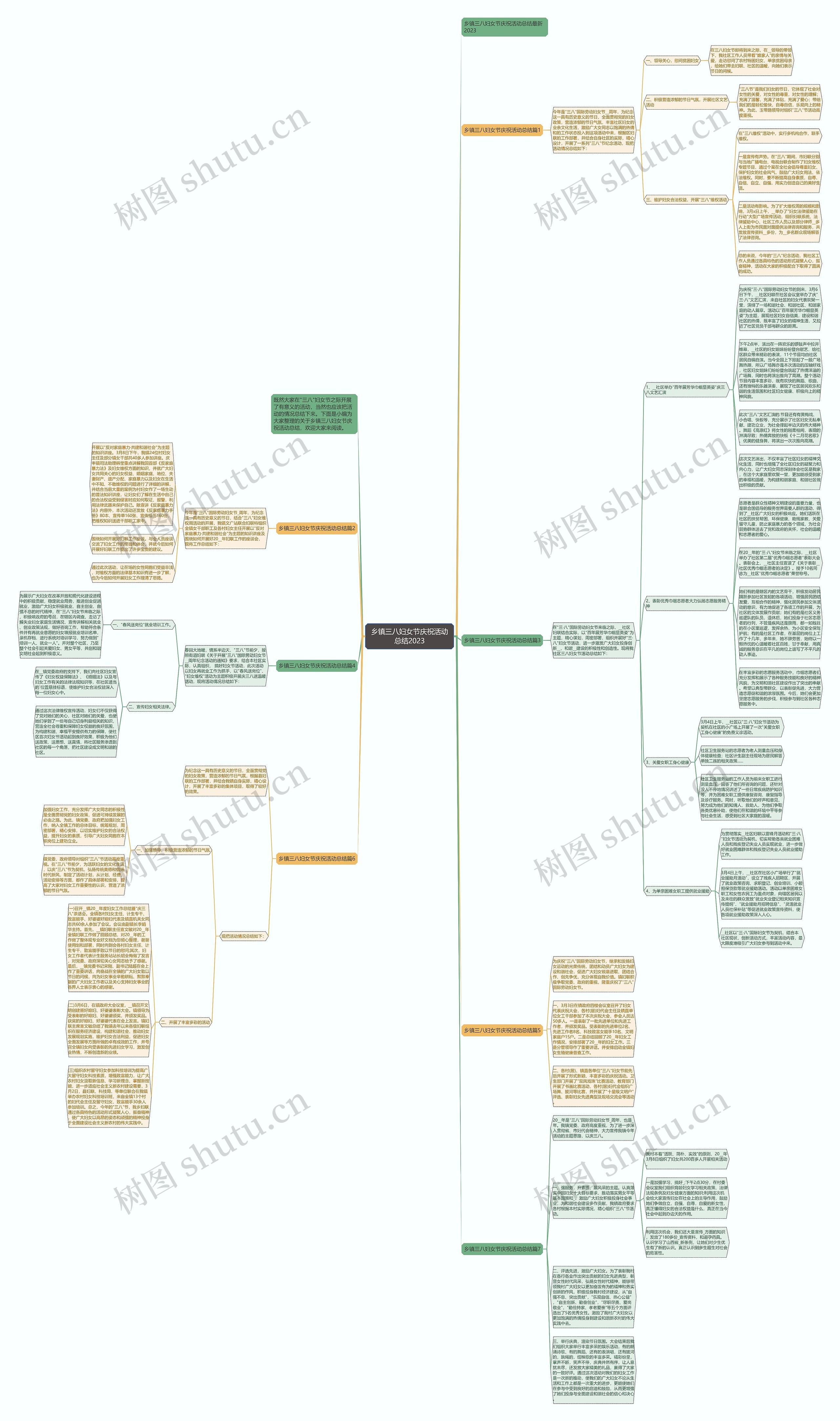 乡镇三八妇女节庆祝活动总结2023思维导图