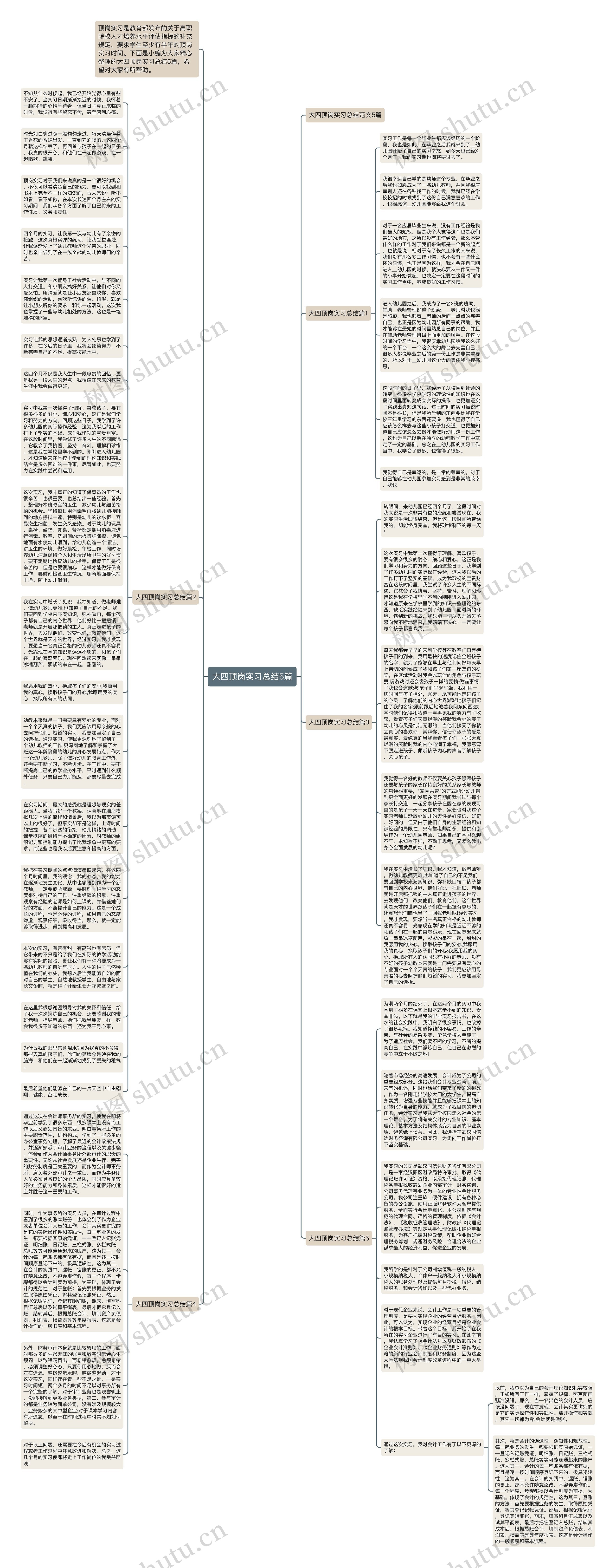 大四顶岗实习总结5篇思维导图