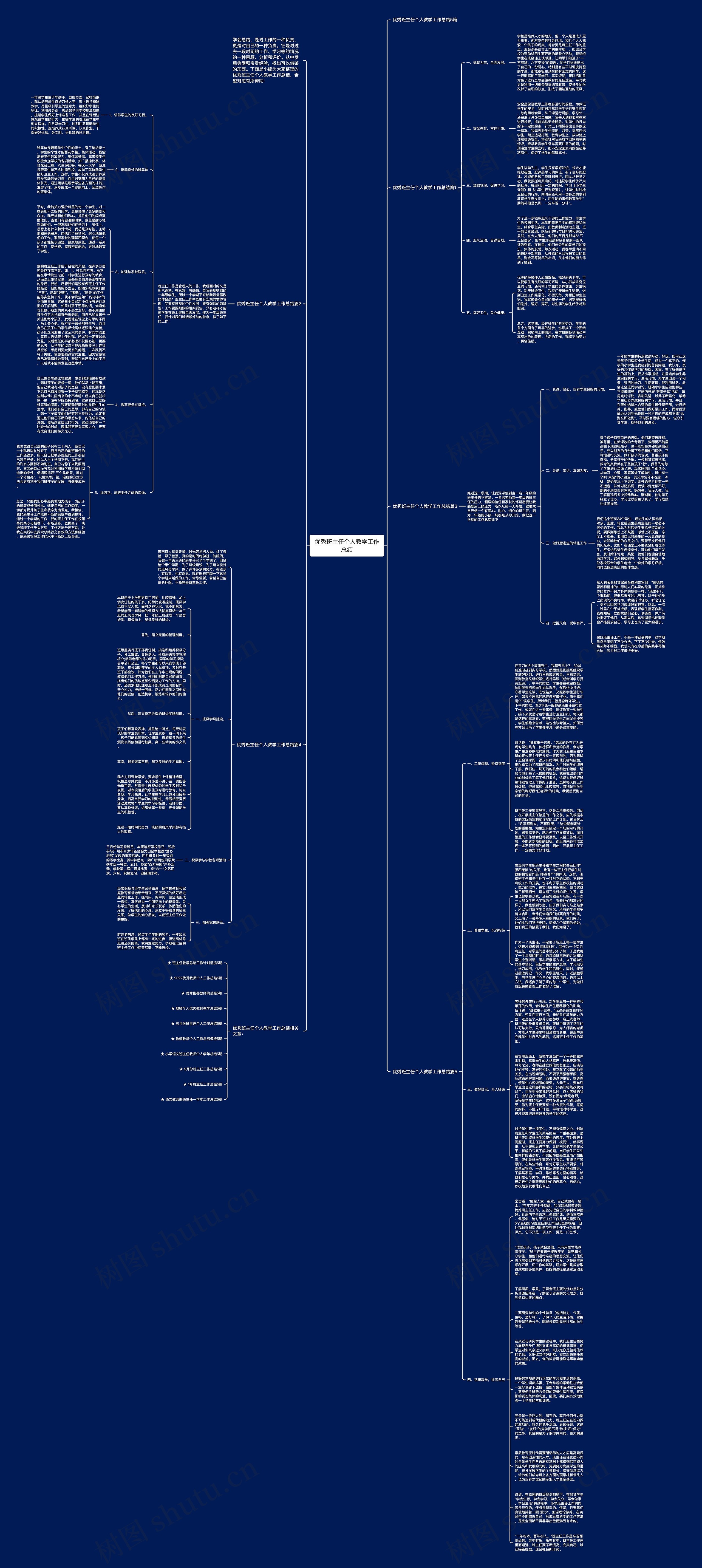 优秀班主任个人教学工作总结思维导图