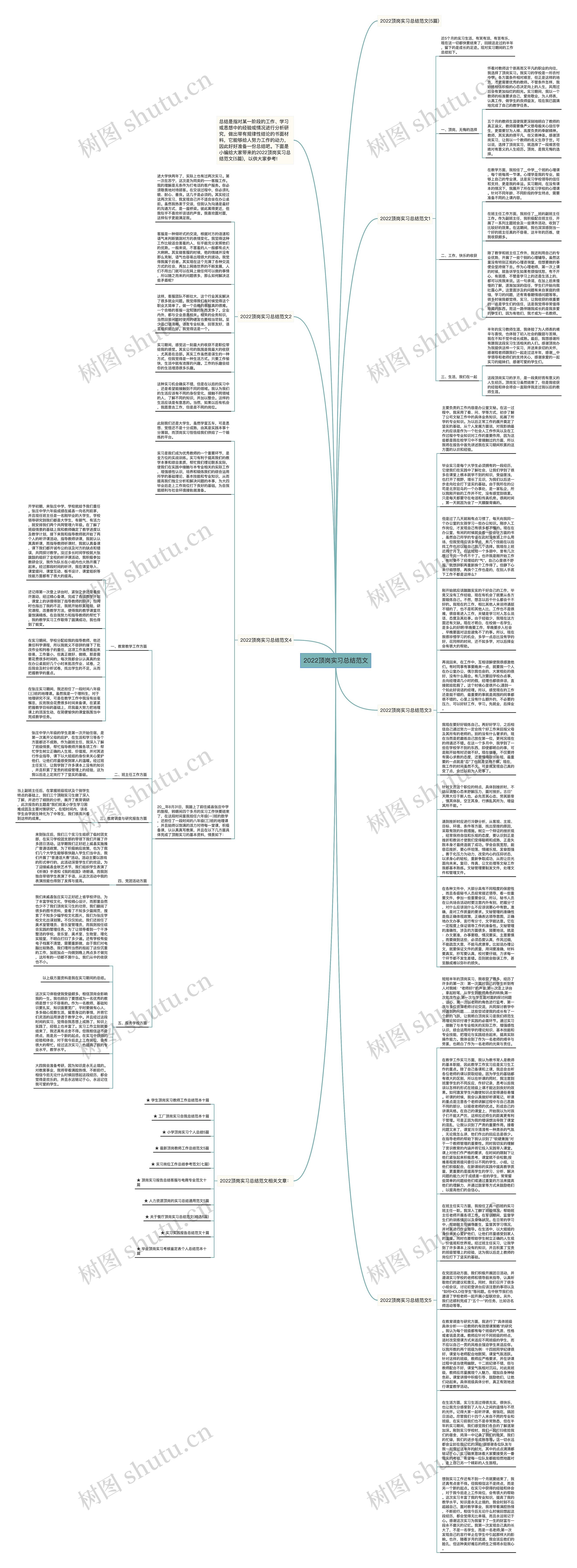 2022顶岗实习总结范文思维导图