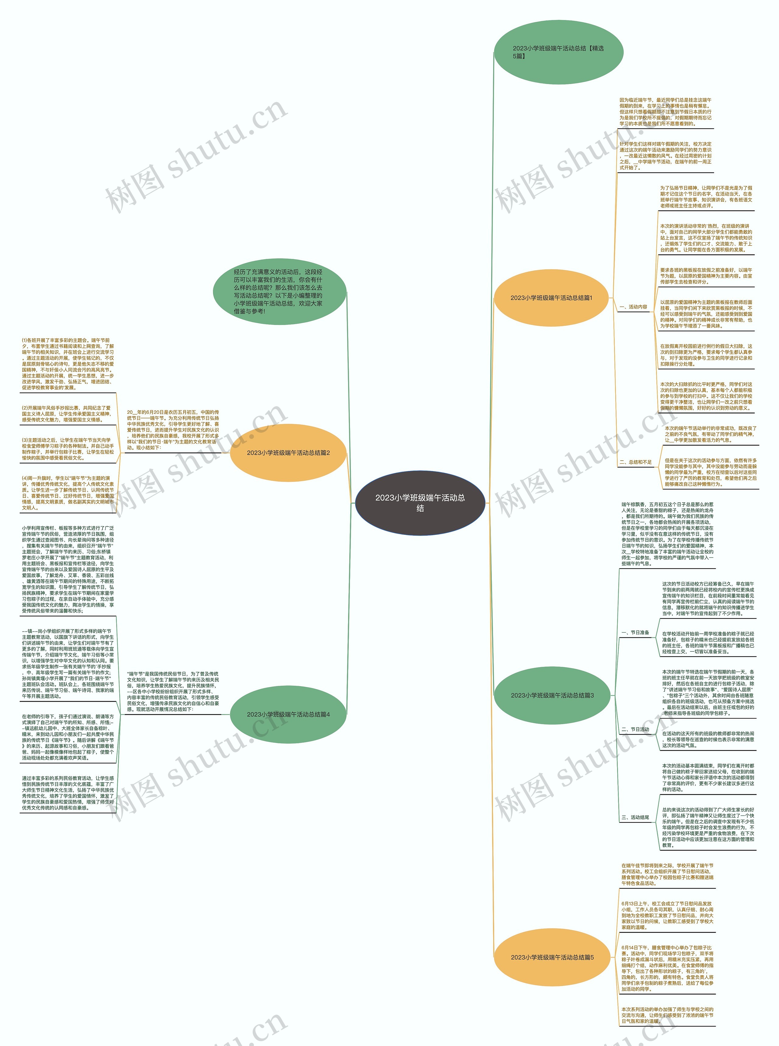 2023小学班级端午活动总结思维导图