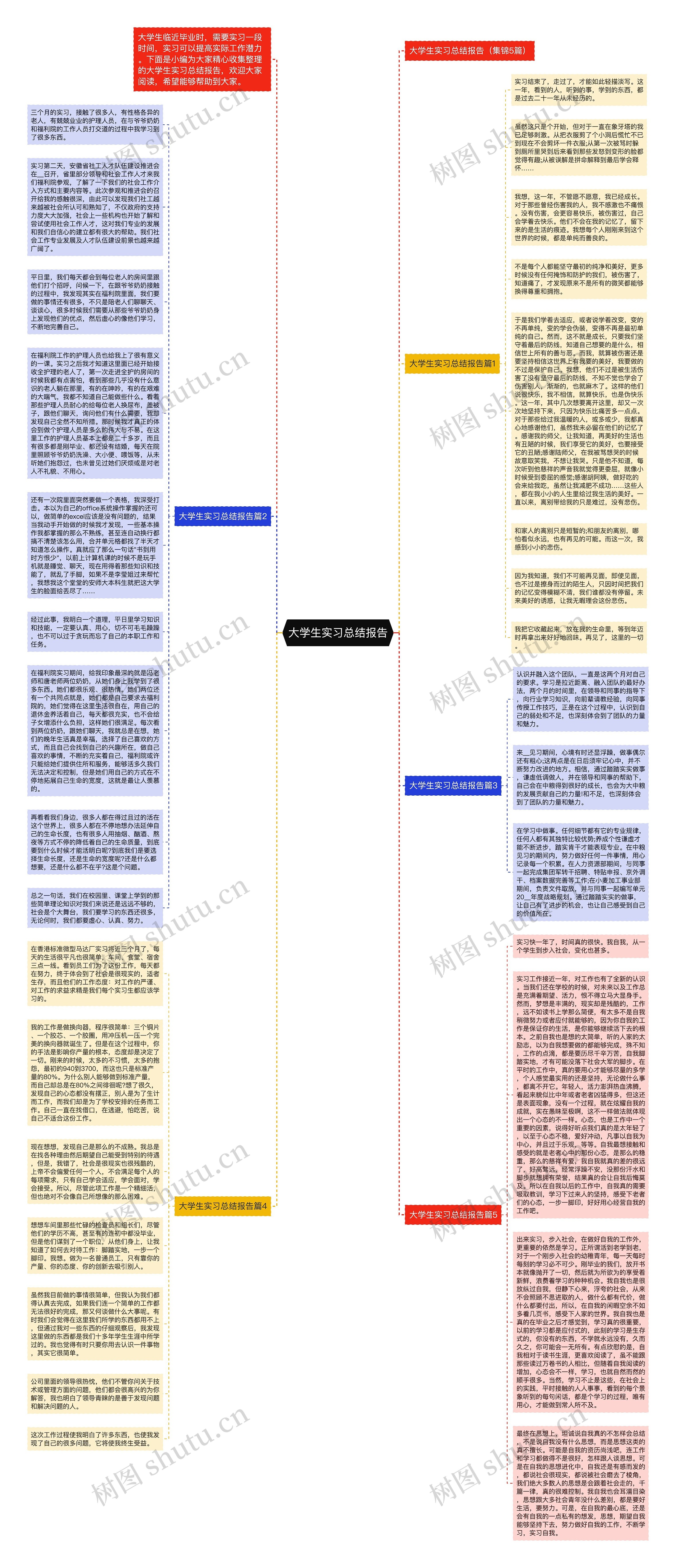 大学生实习总结报告思维导图