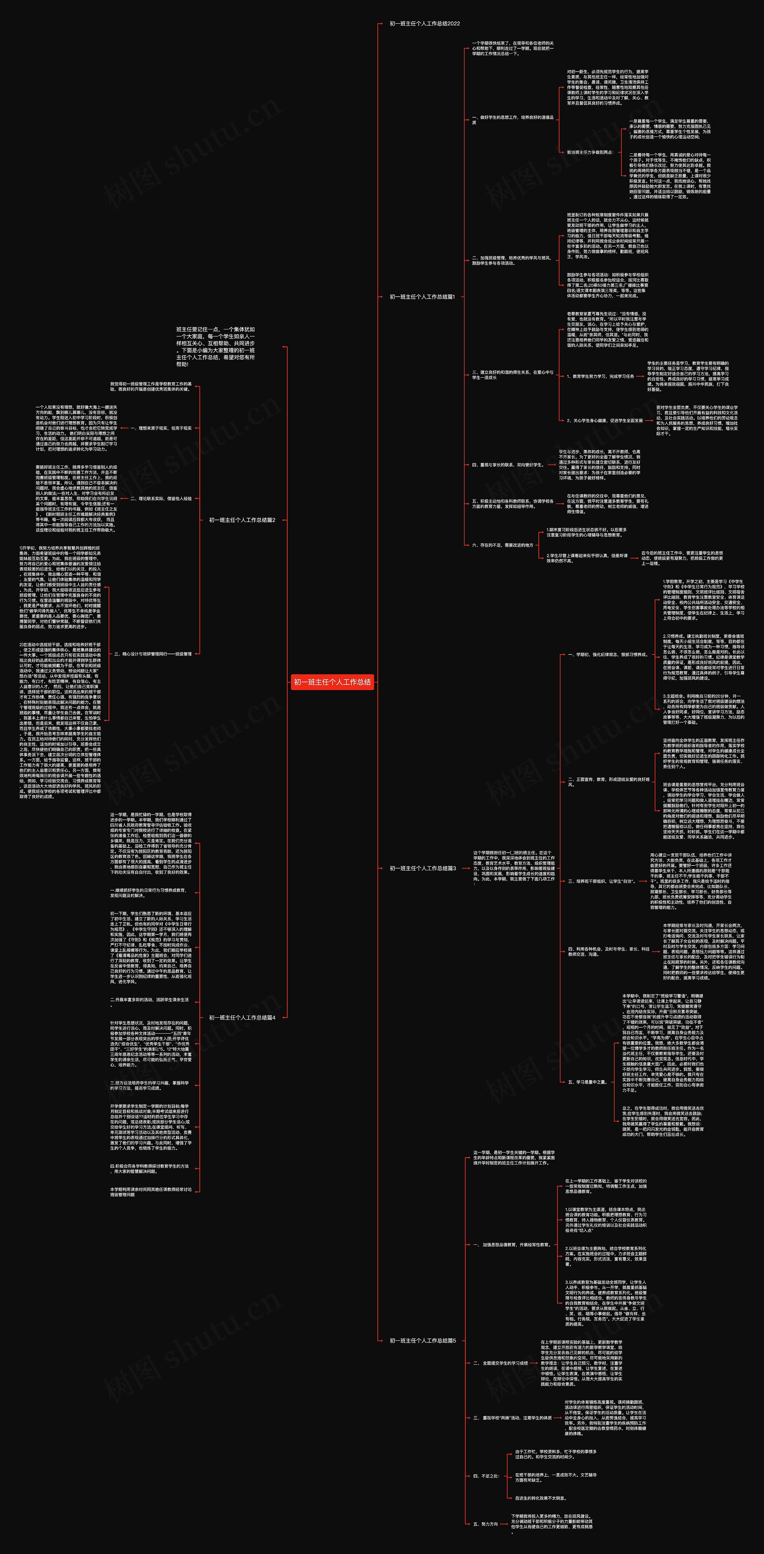 初一班主任个人工作总结思维导图