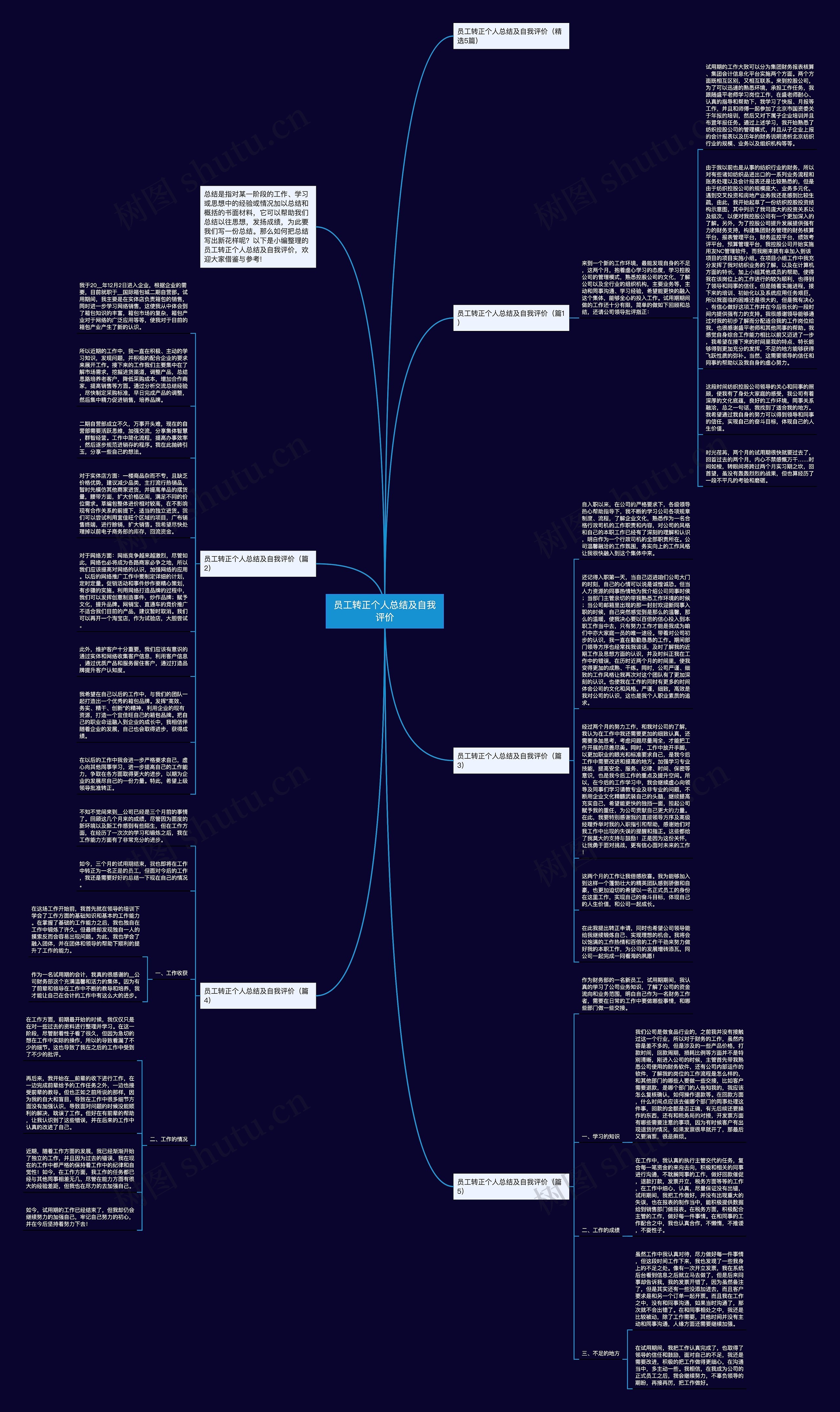 员工转正个人总结及自我评价思维导图