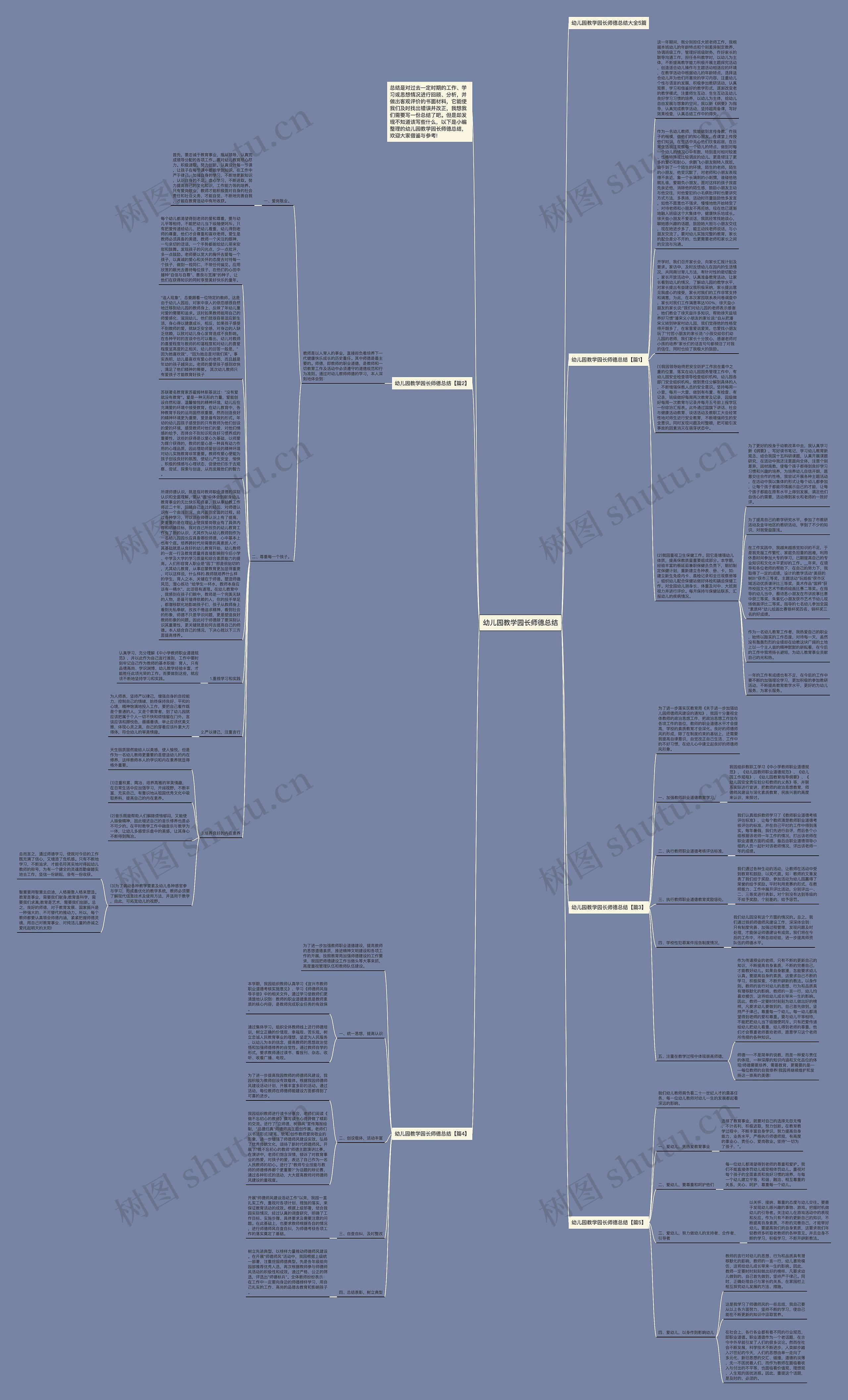 幼儿园教学园长师德总结思维导图