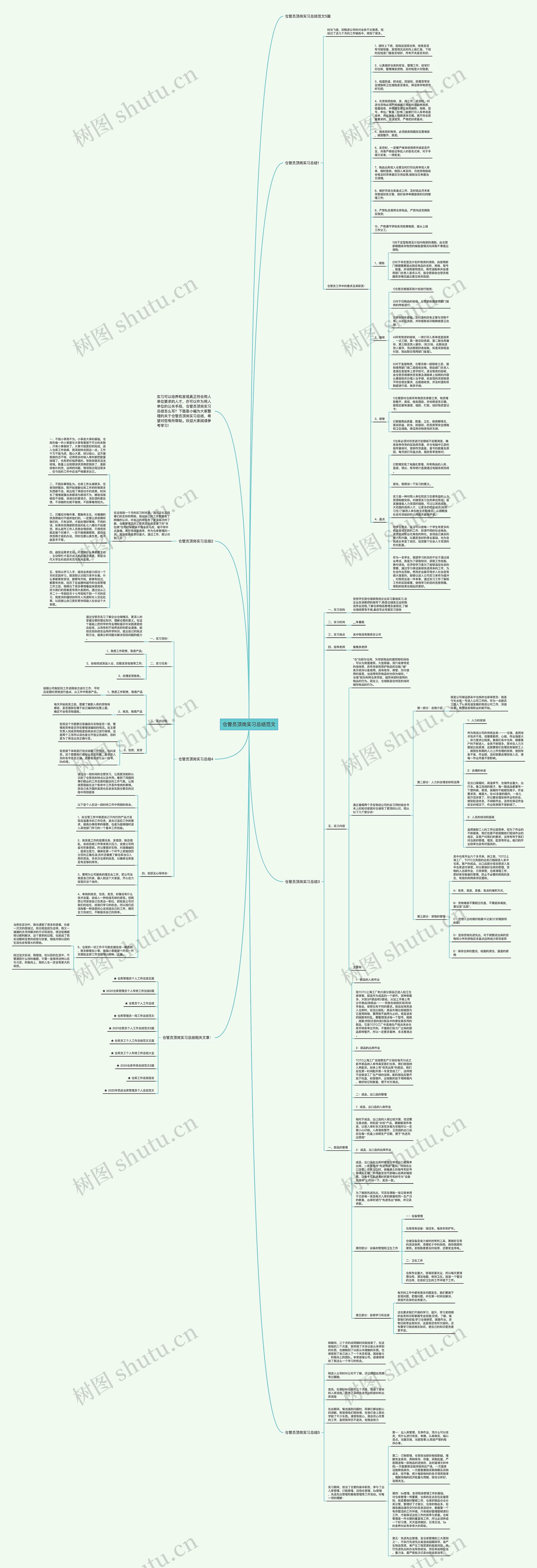 仓管员顶岗实习总结范文思维导图