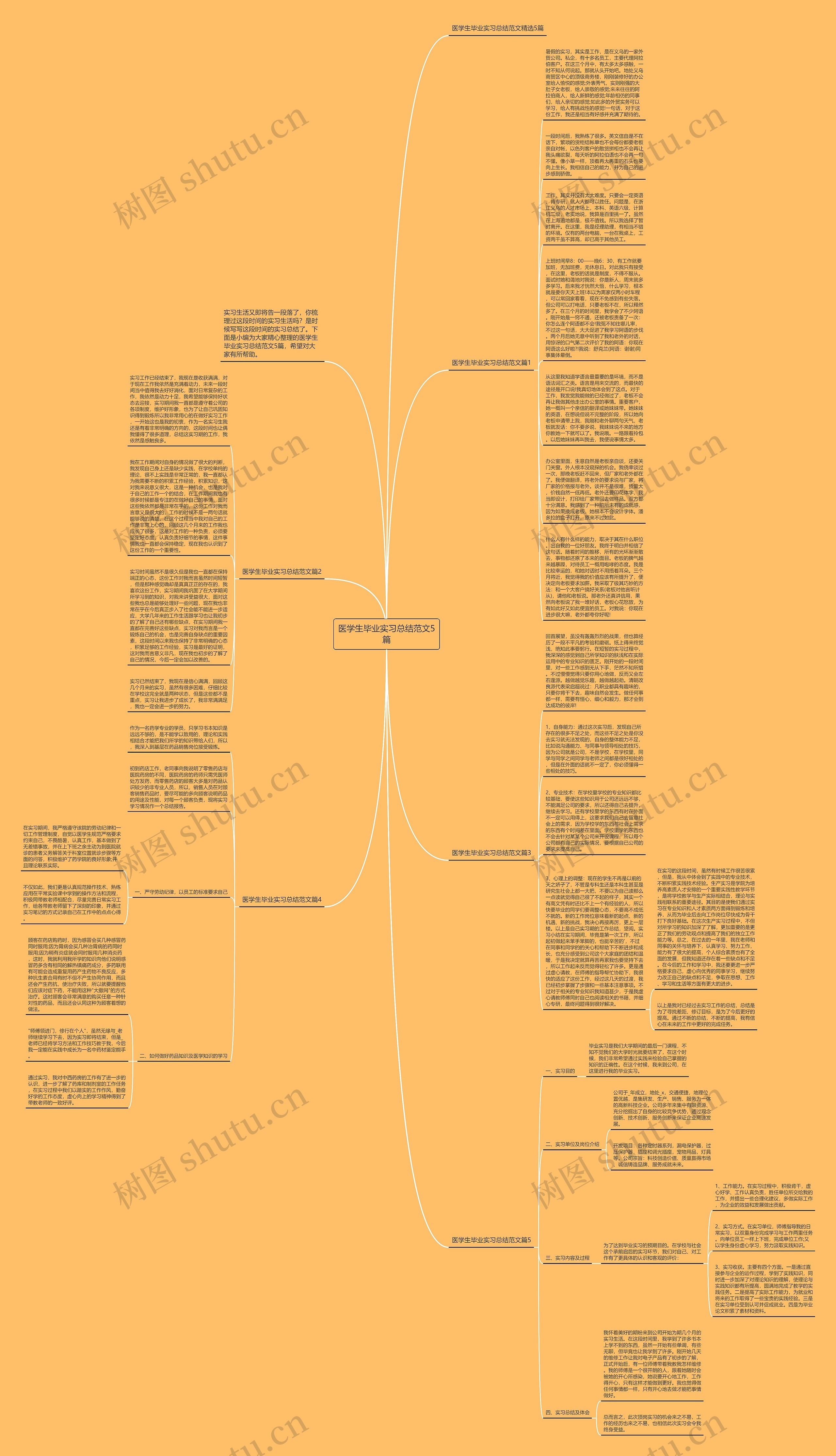 医学生毕业实习总结范文5篇思维导图高清图 医学生毕业实习总结范文5篇思维导图