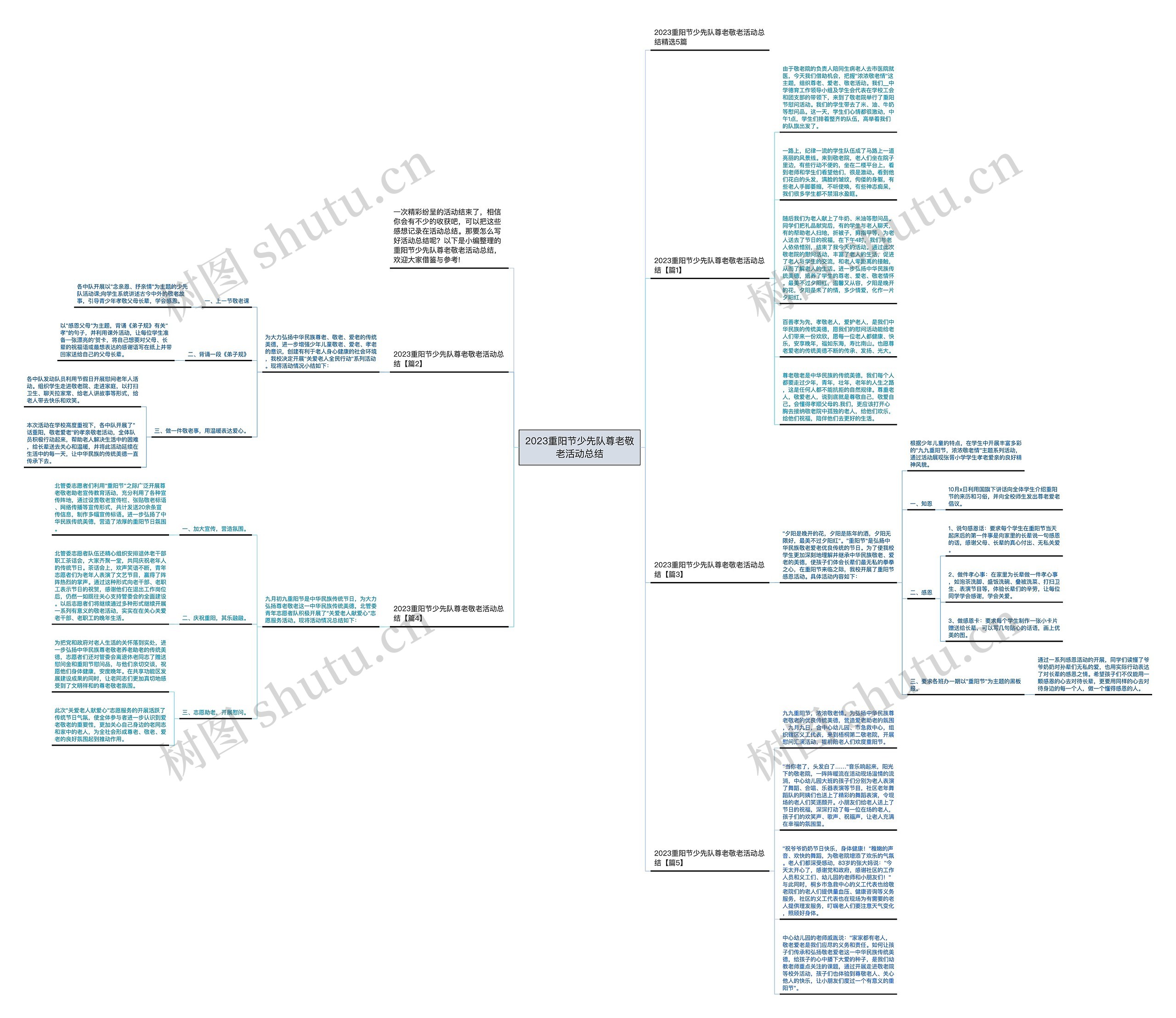 2023重阳节少先队尊老敬老活动总结思维导图