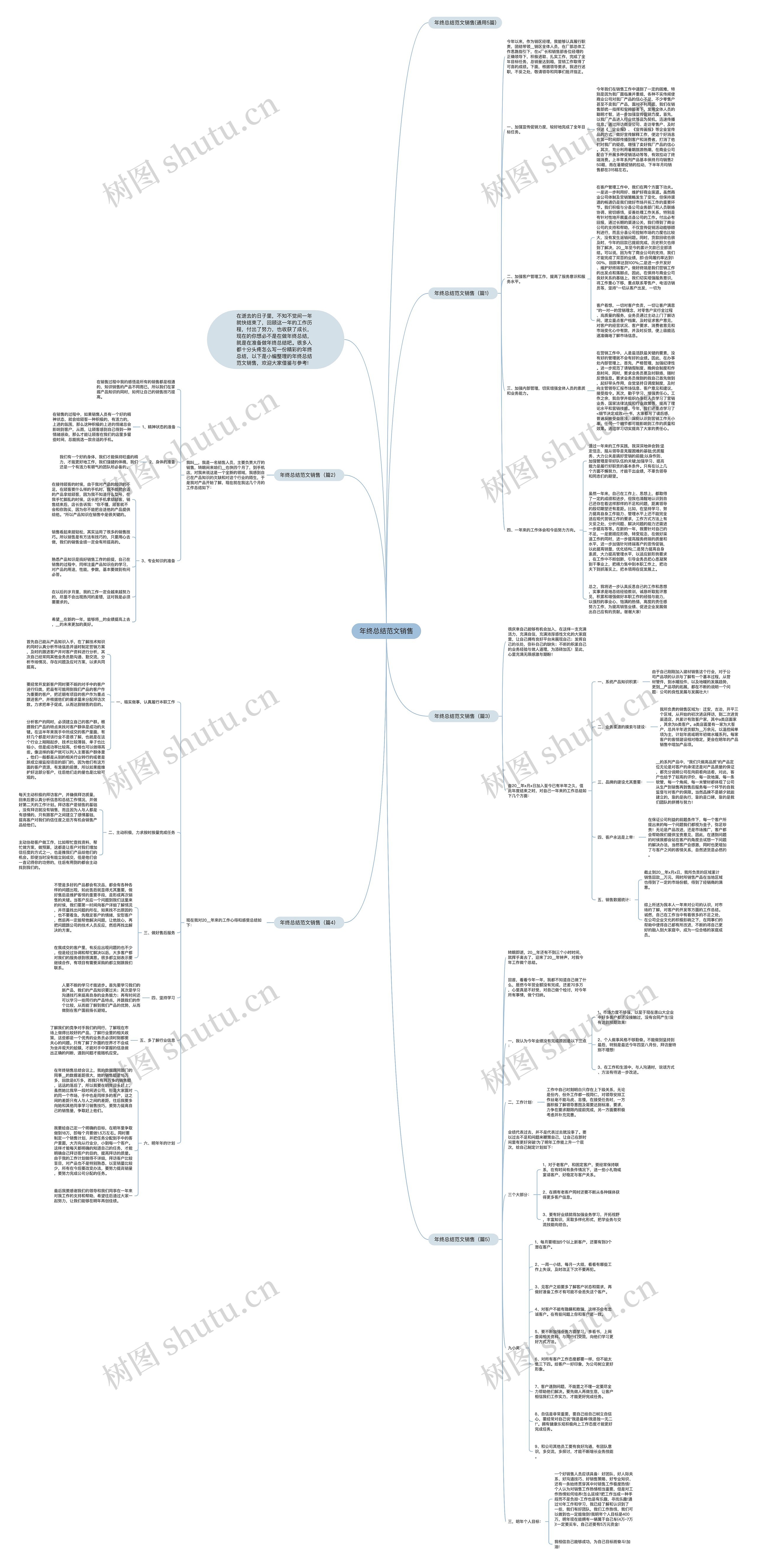 年终总结范文销售思维导图