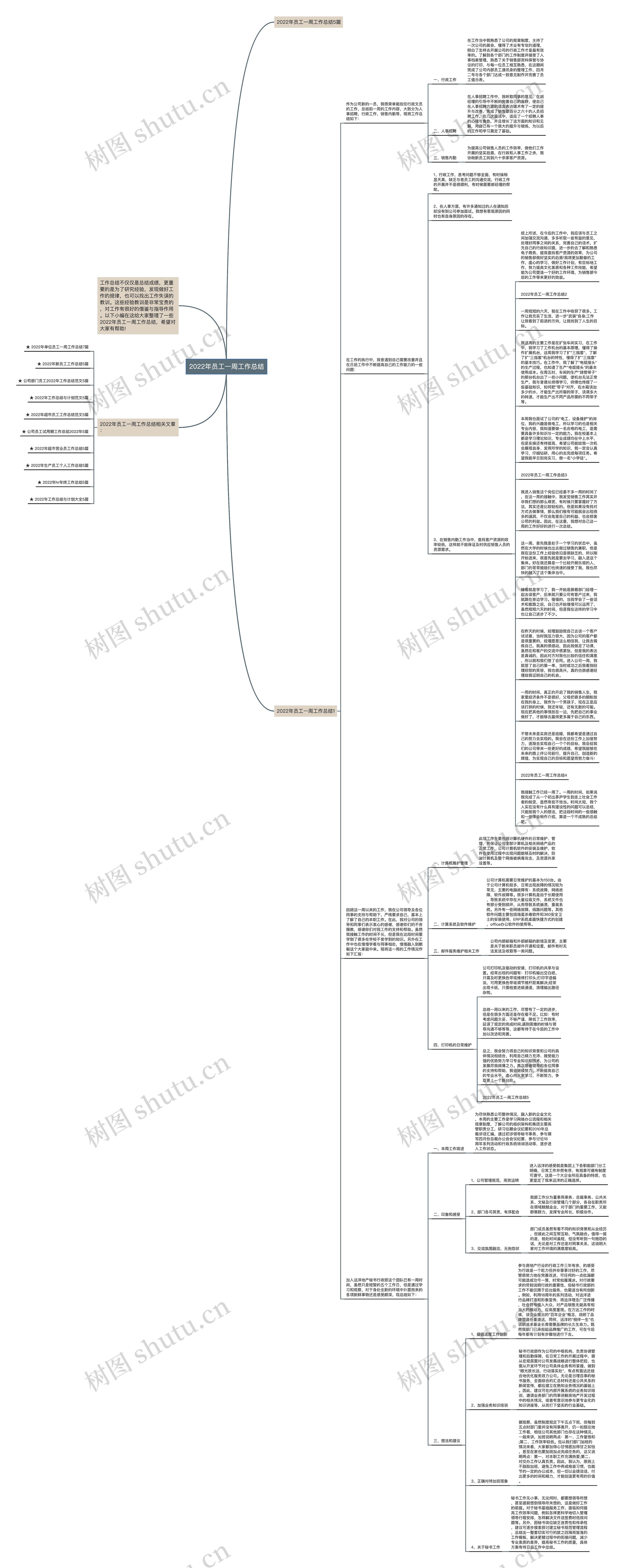 2022年员工一周工作总结思维导图