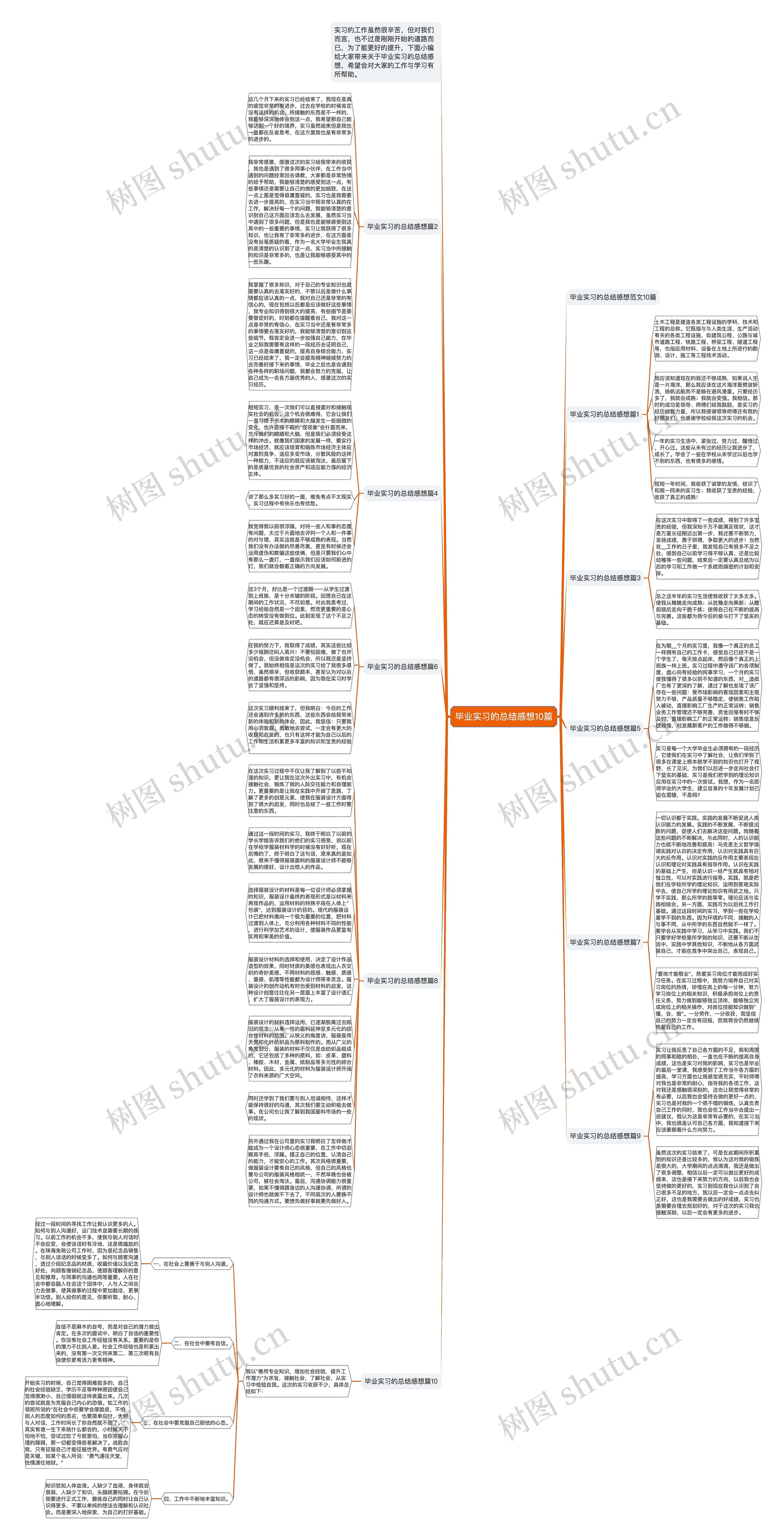 毕业实习的总结感想10篇思维导图