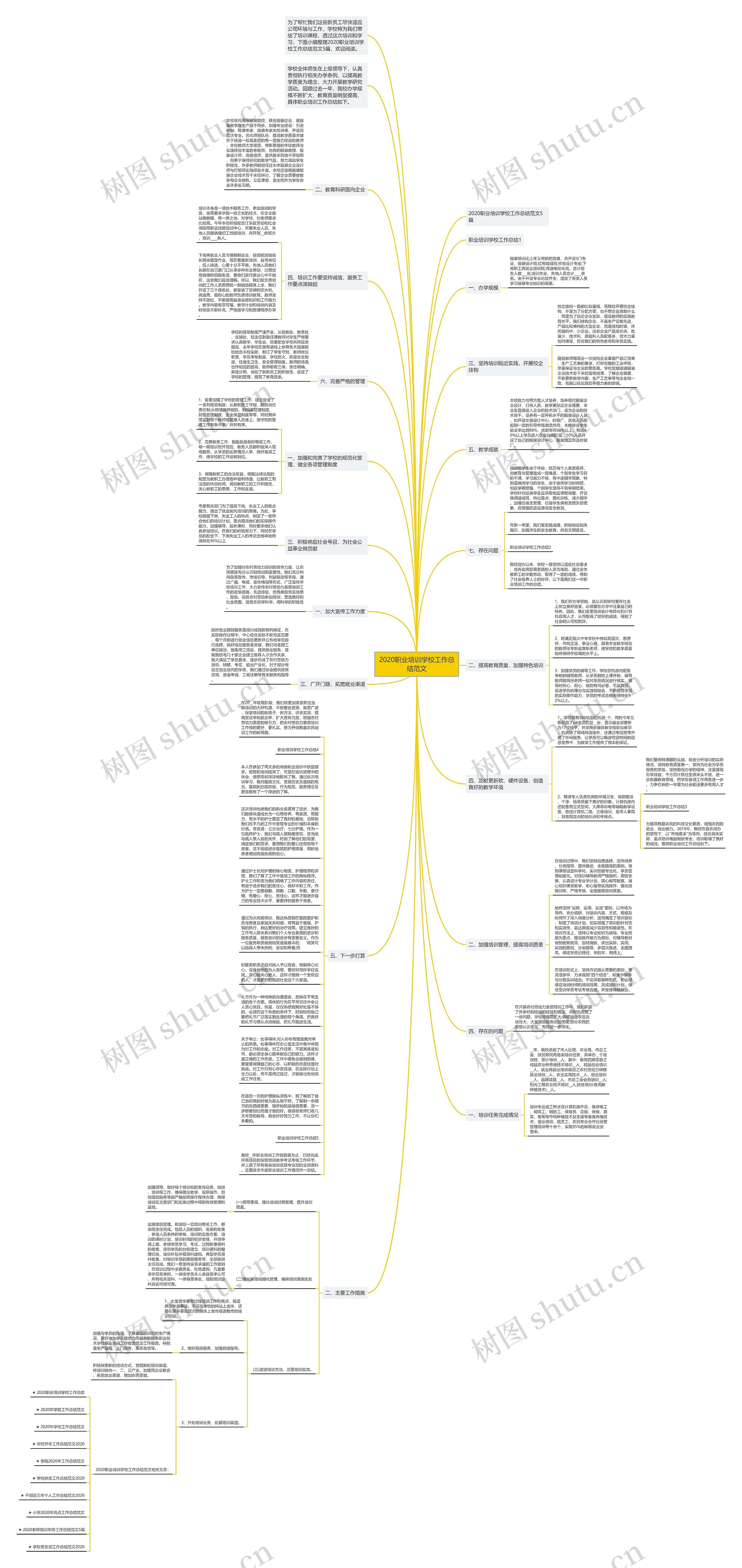 2020职业培训学校工作总结范文思维导图
