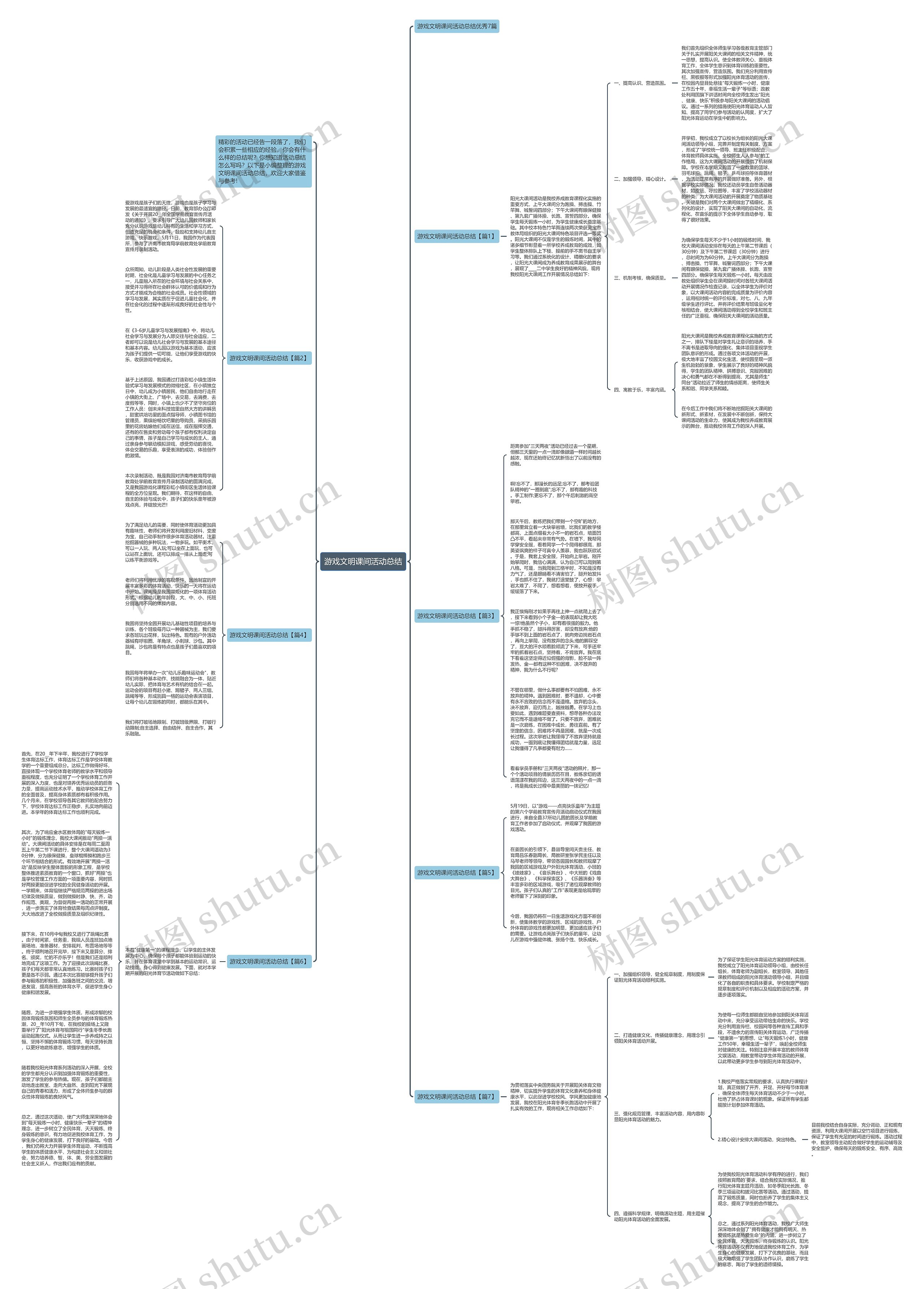 游戏文明课间活动总结思维导图