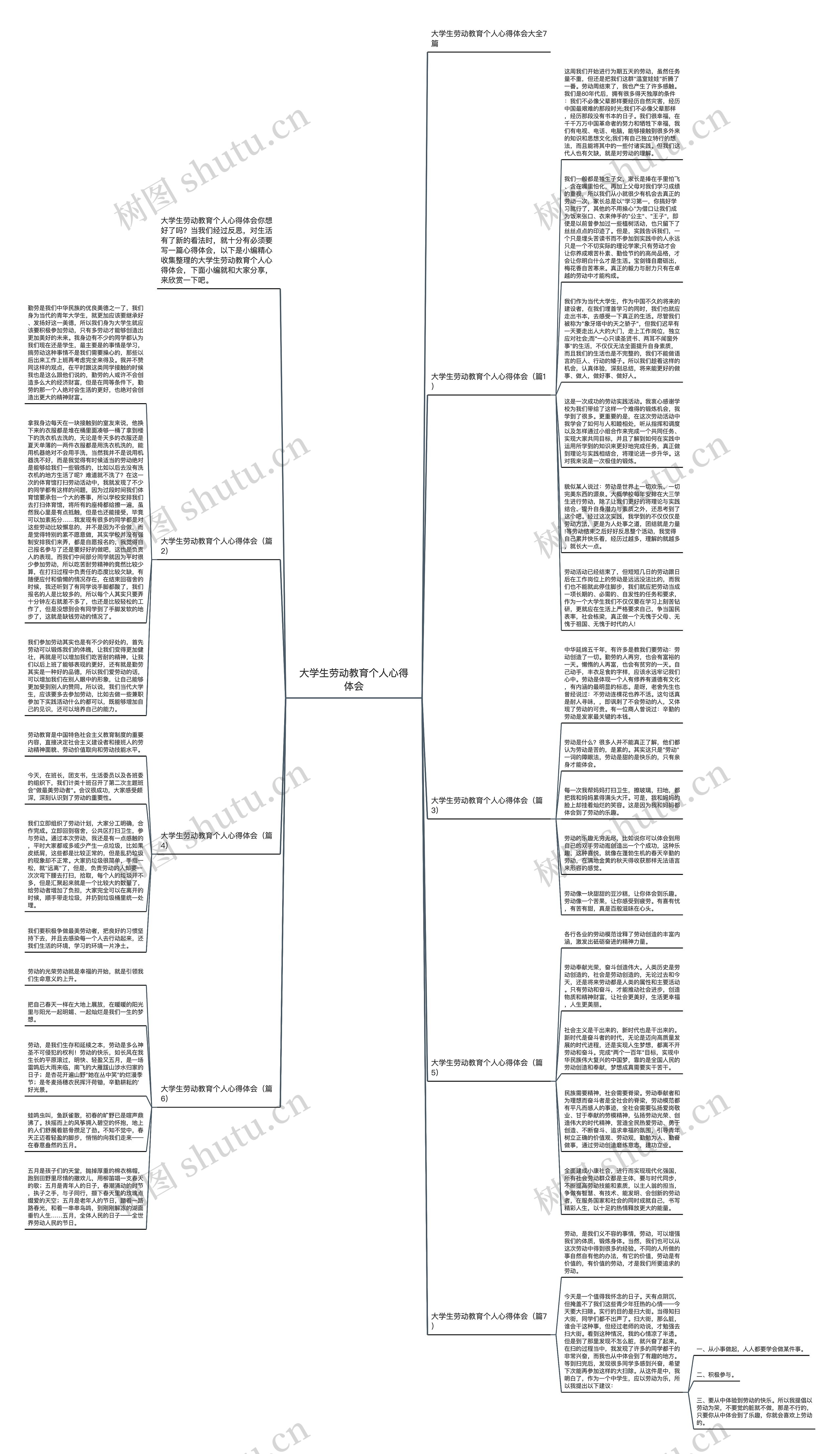 大学生劳动教育个人心得体会思维导图