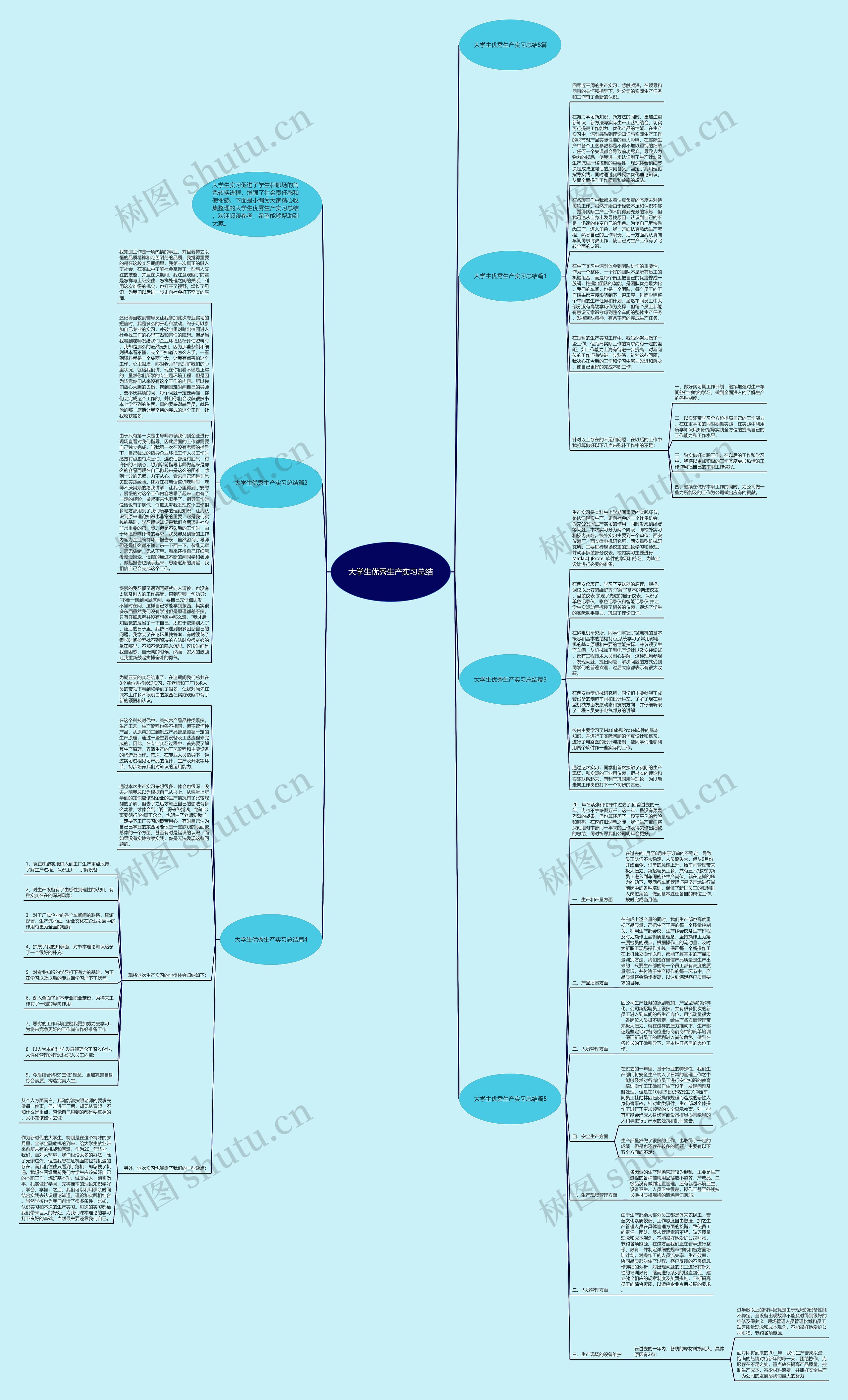 大学生优秀生产实习总结思维导图