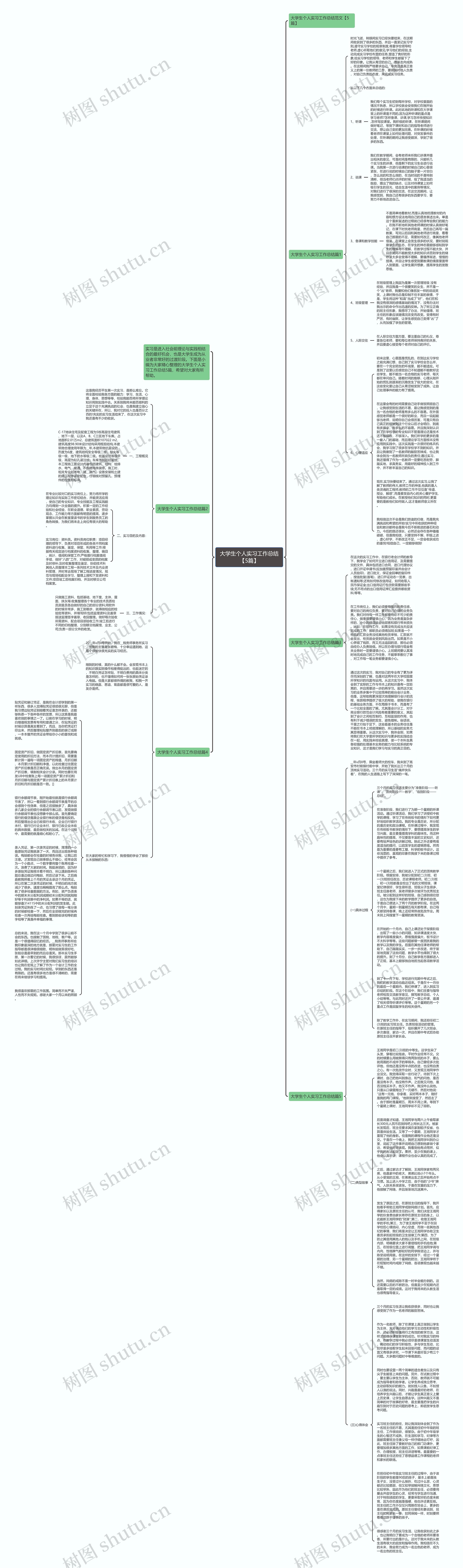 大学生个人实习工作总结【5篇】思维导图