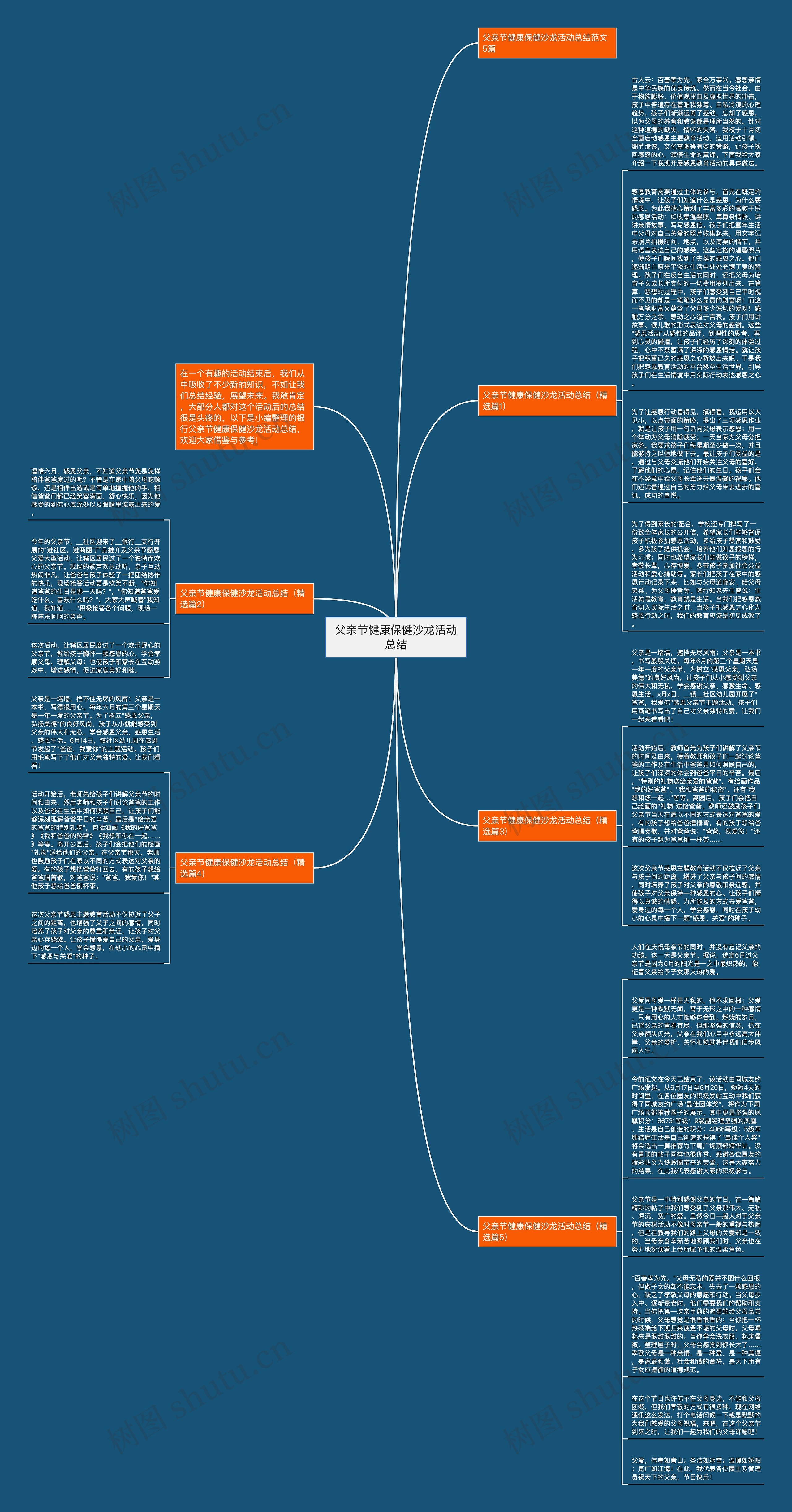 父亲节健康保健沙龙活动总结思维导图