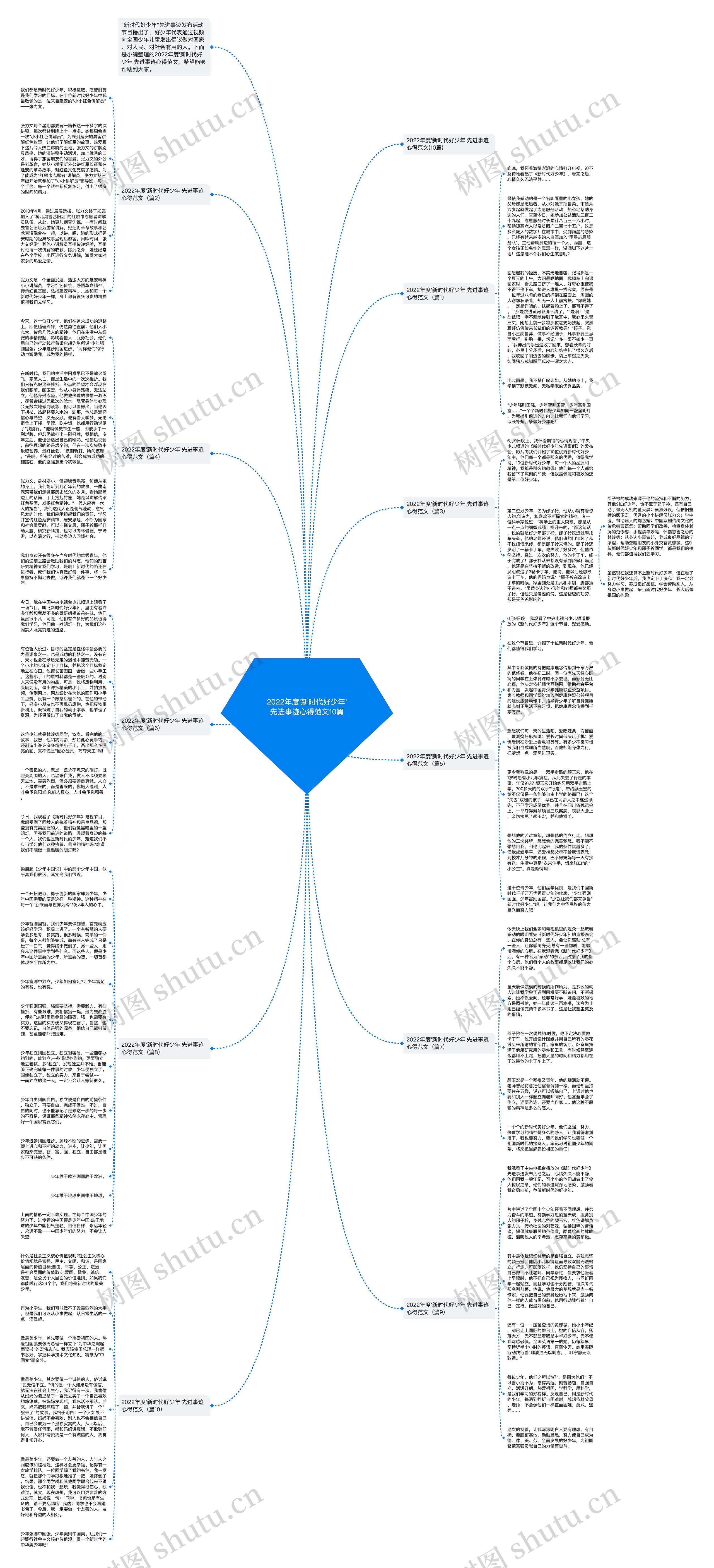 2022年度'新时代好少年'先进事迹心得范文10篇思维导图