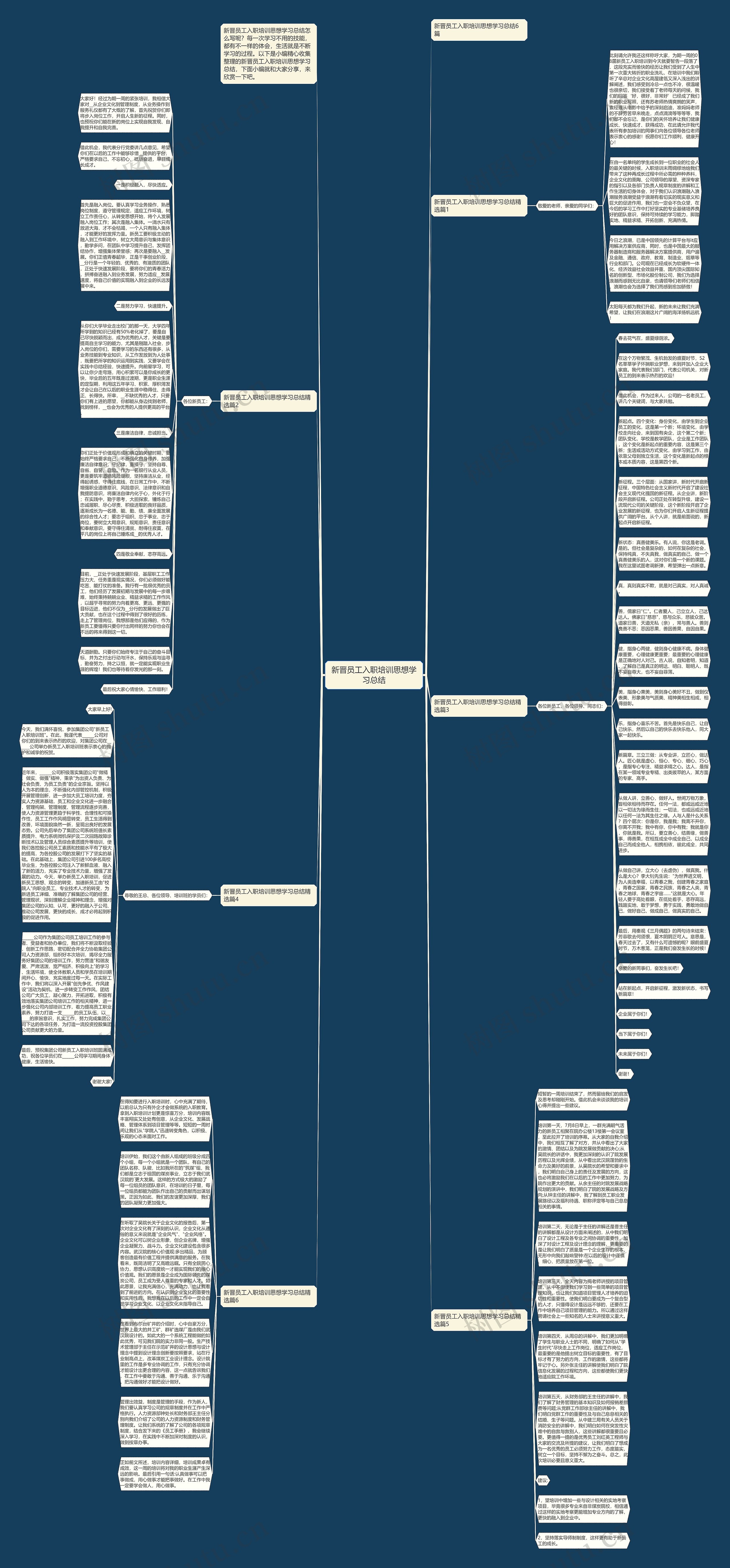新晋员工入职培训思想学习总结思维导图