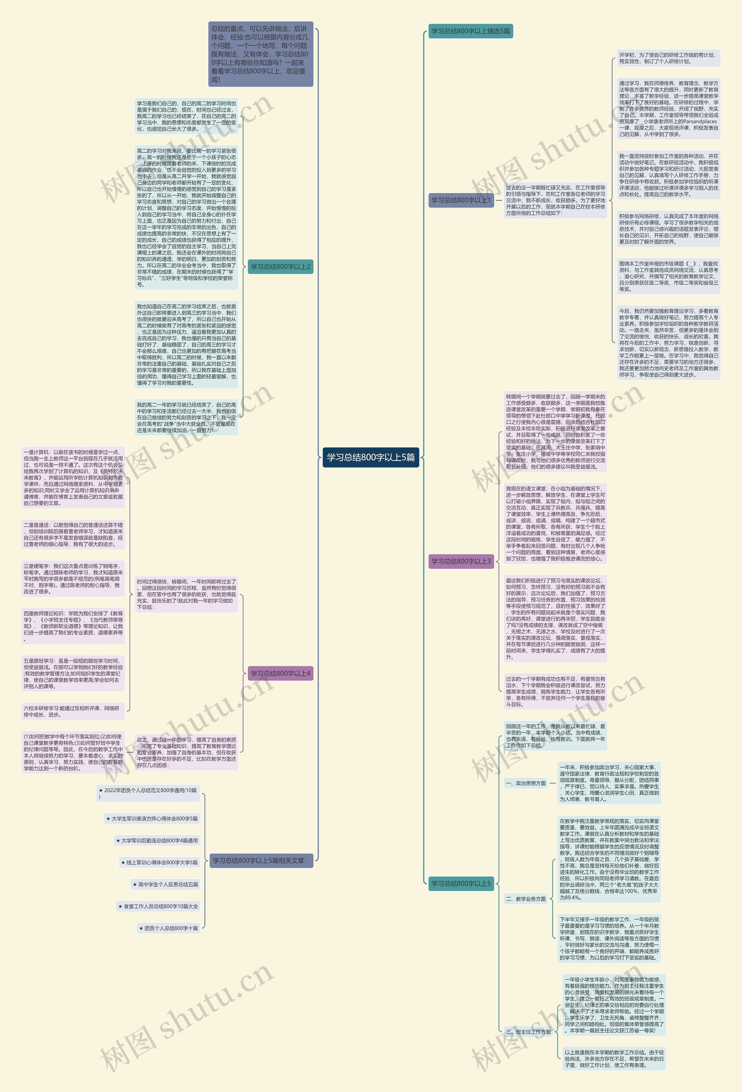 学习总结800字以上5篇思维导图