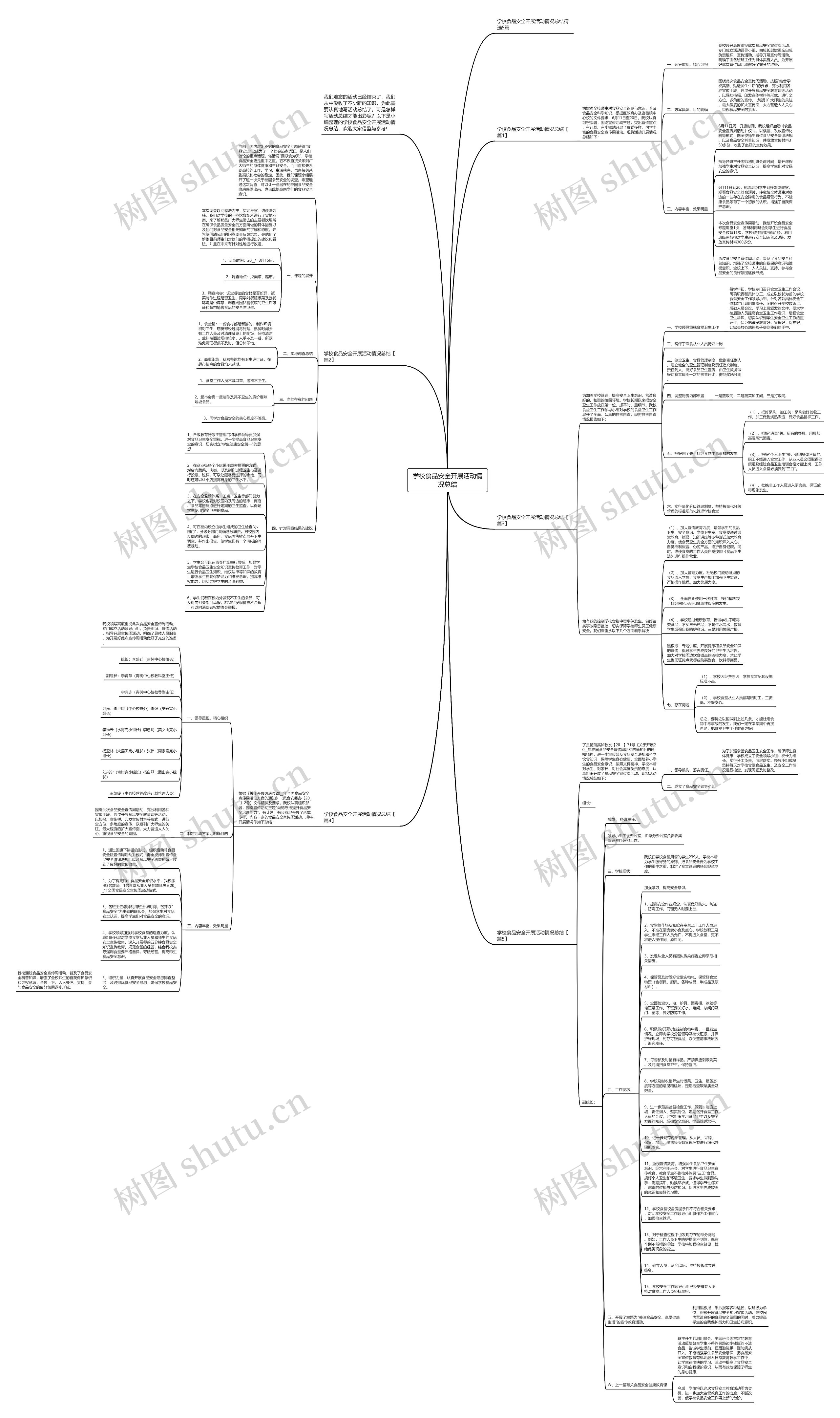 学校食品安全开展活动情况总结思维导图