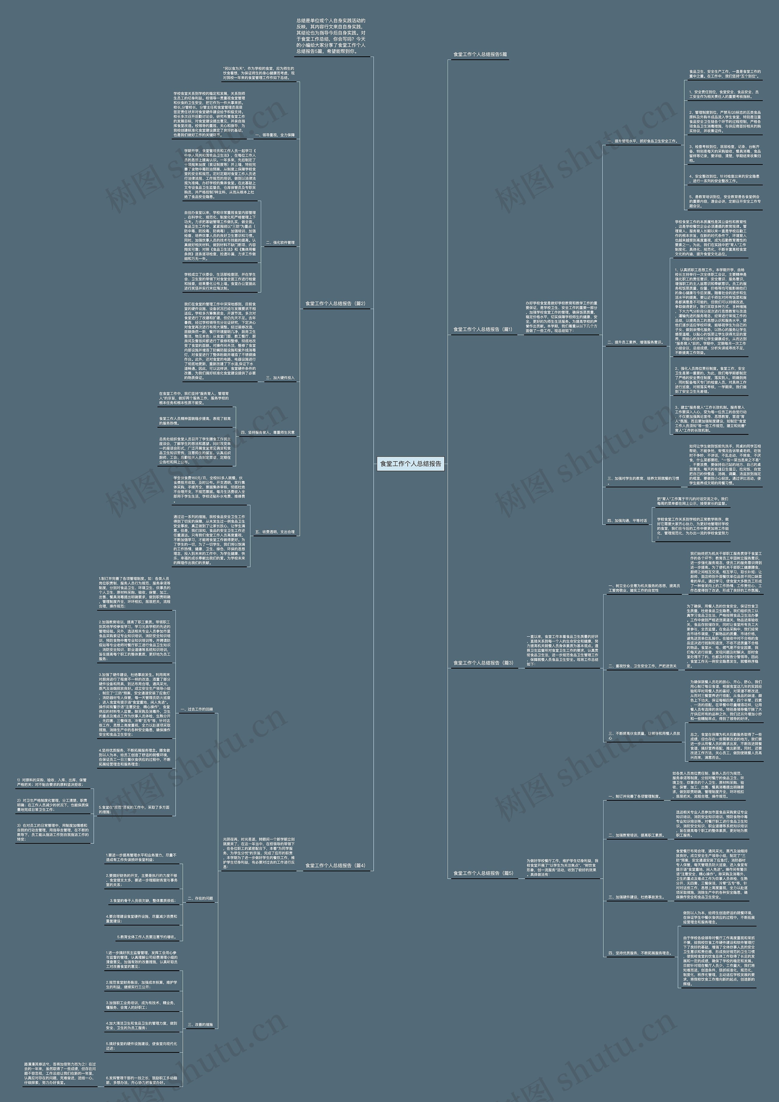食堂工作个人总结报告思维导图