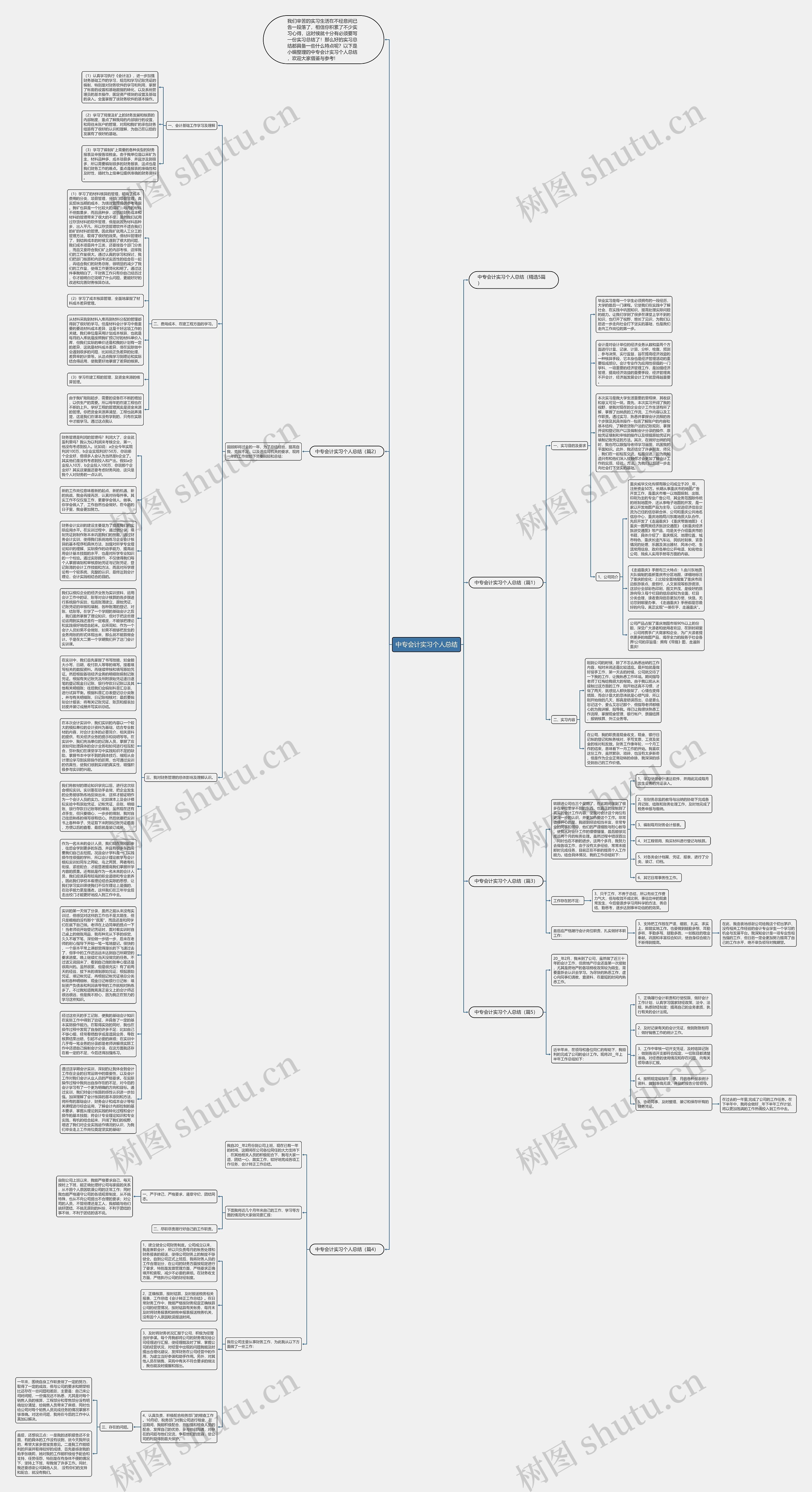 中专会计实习个人总结思维导图