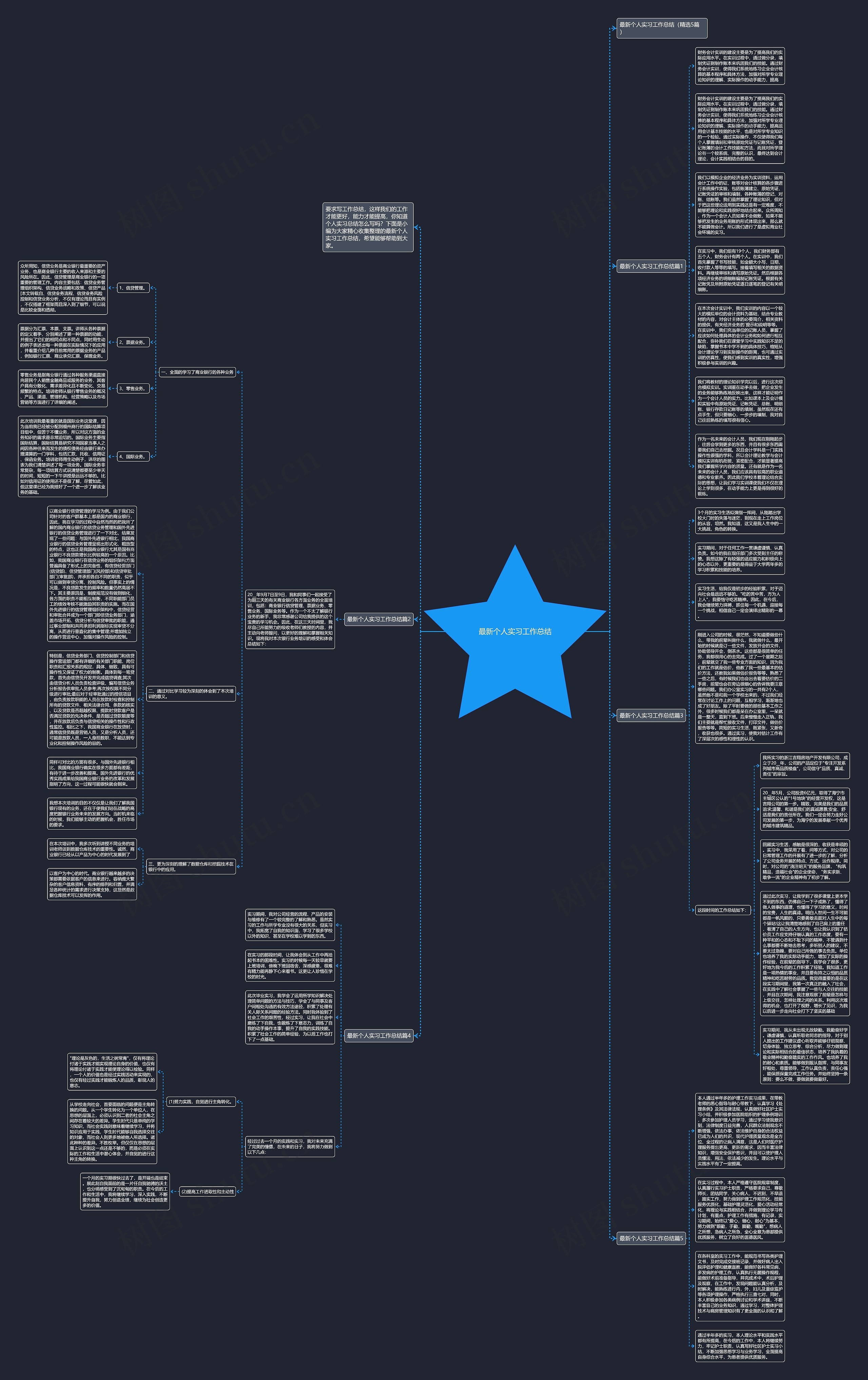 最新个人实习工作总结思维导图