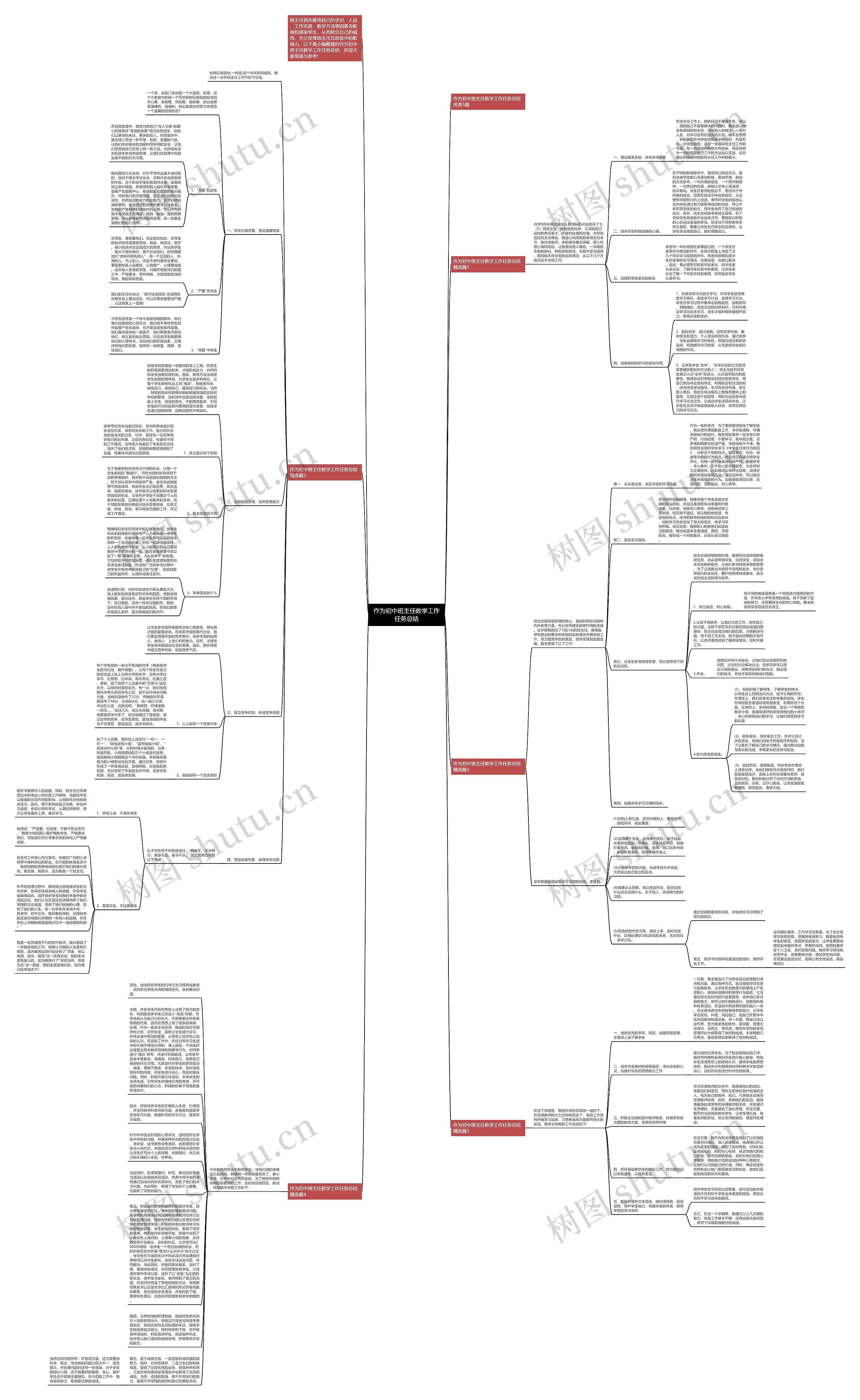 作为初中班主任教学工作任务总结思维导图