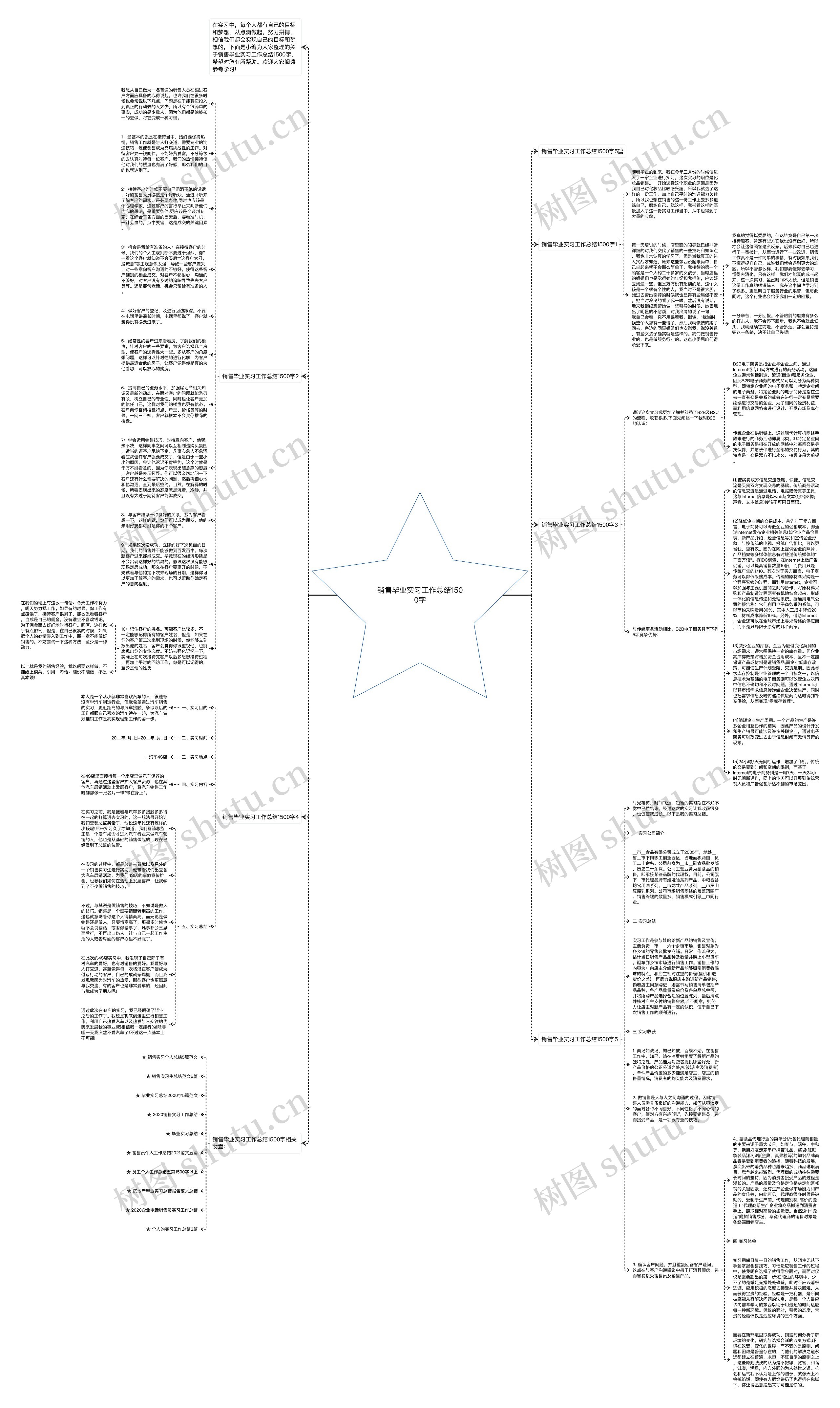 销售毕业实习工作总结1500字思维导图