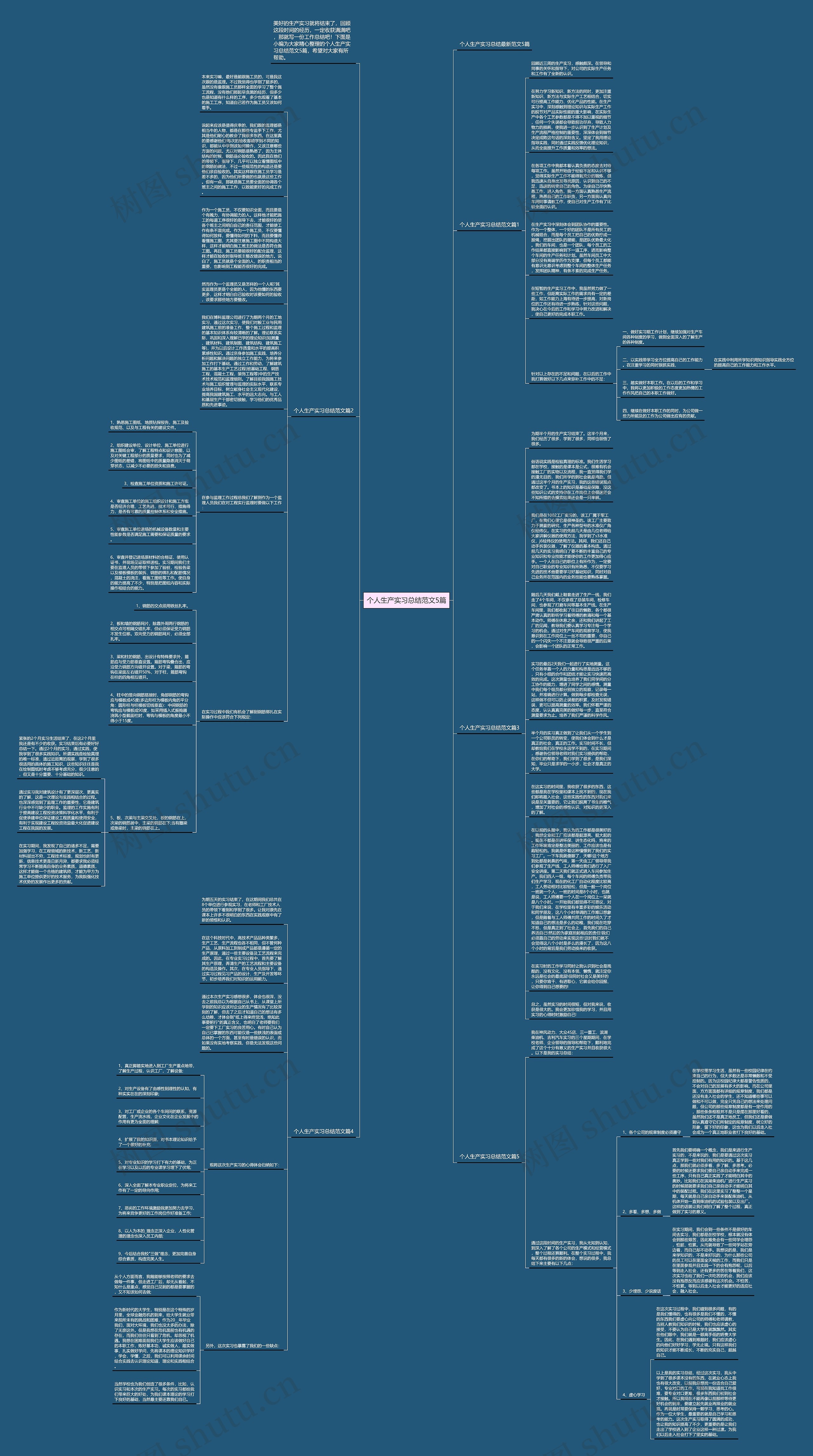 个人生产实习总结范文5篇思维导图