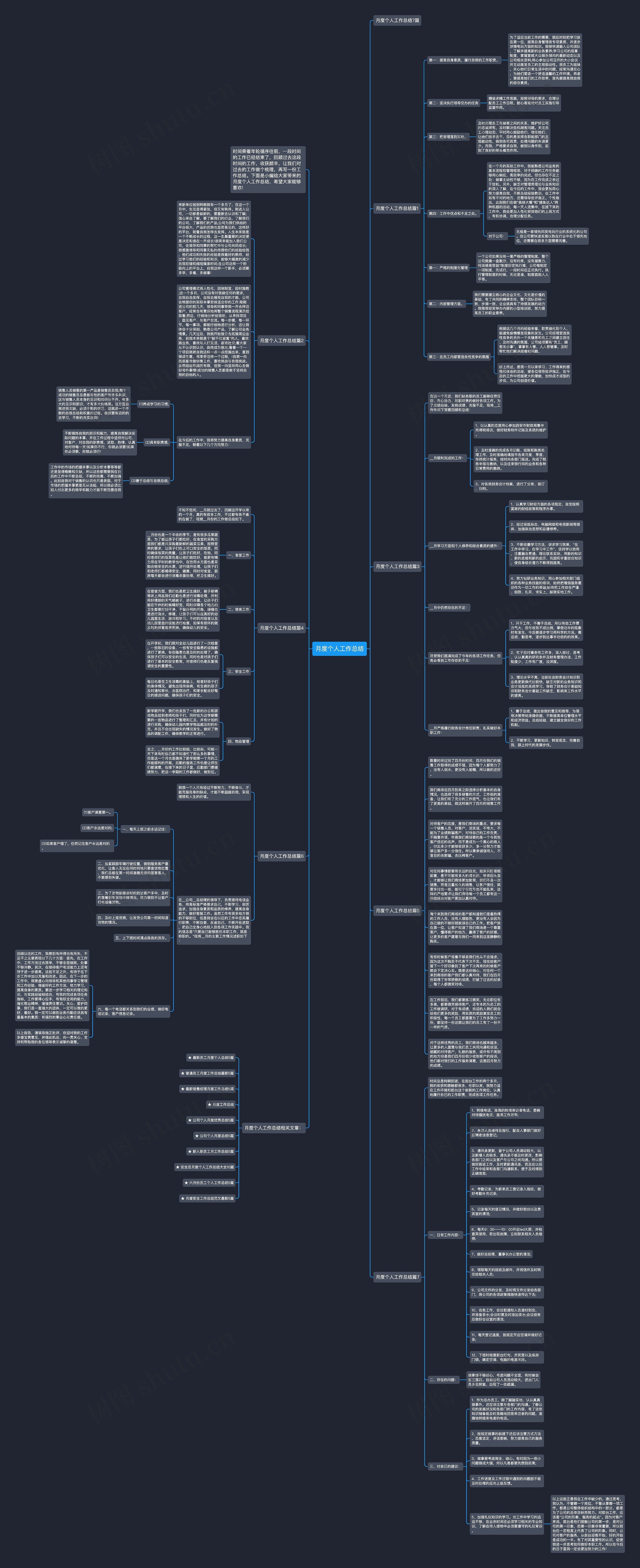 月度个人工作总结思维导图