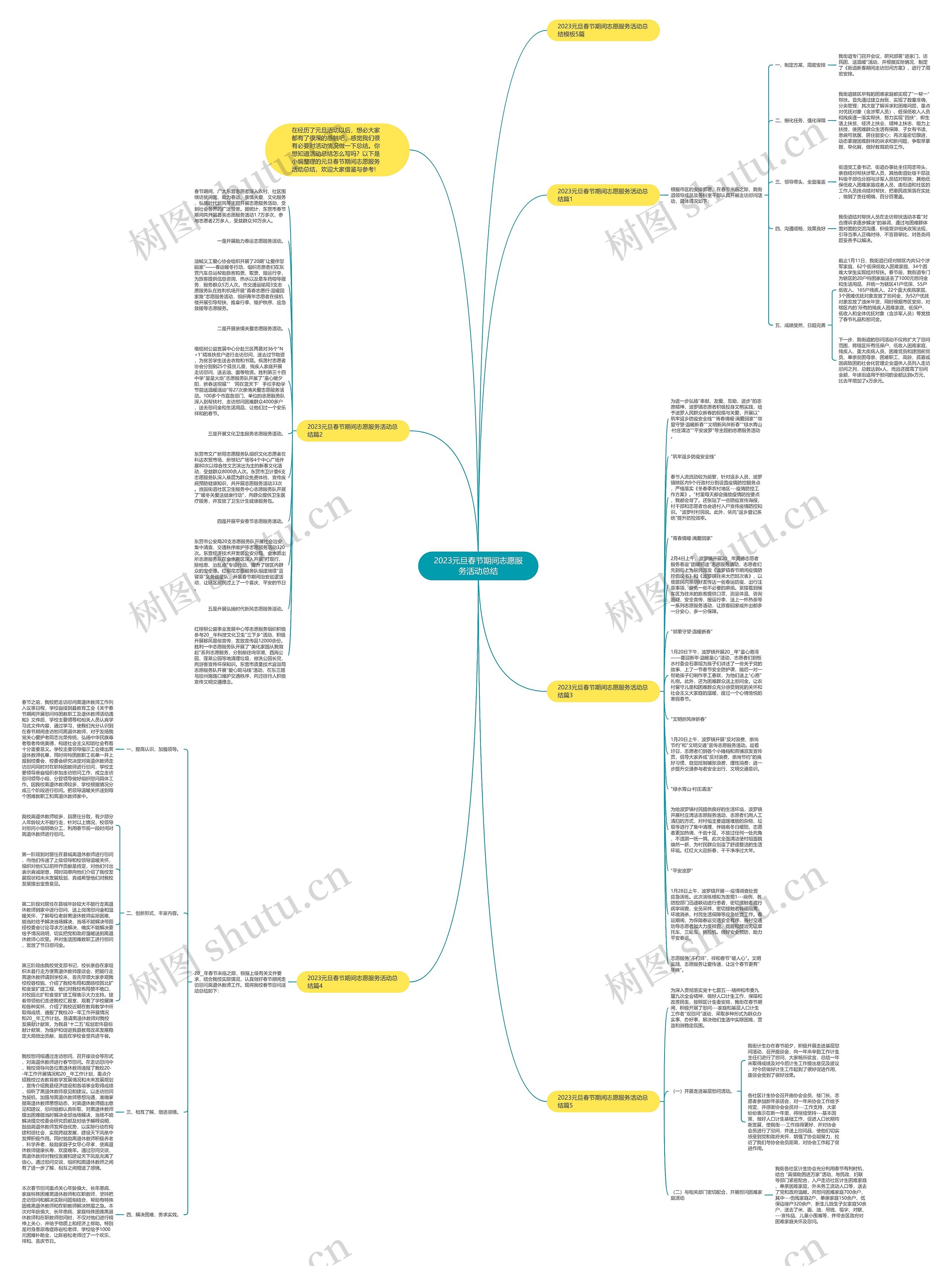 2023元旦春节期间志愿服务活动总结思维导图