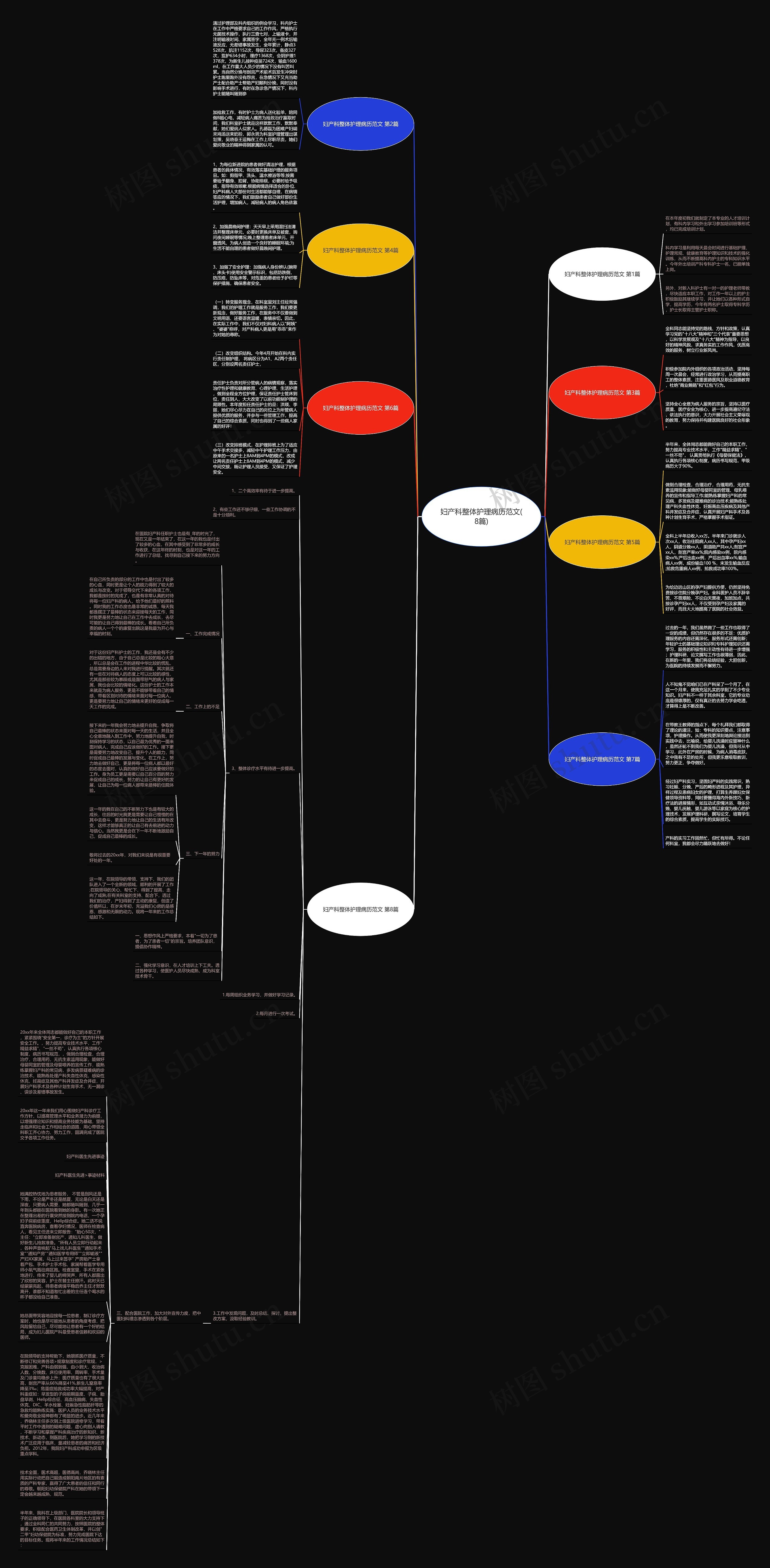妇产科整体护理病历范文(8篇)思维导图