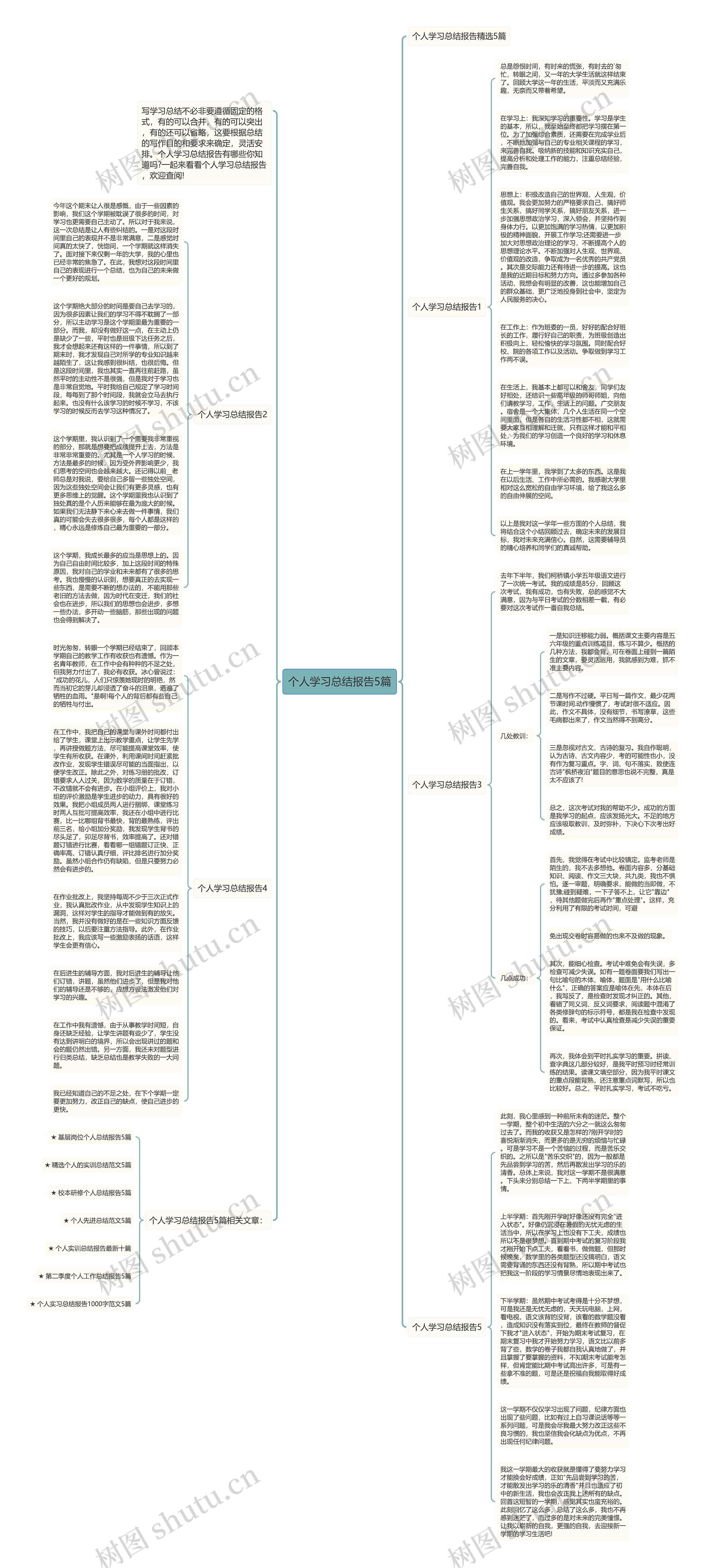 个人学习总结报告5篇思维导图