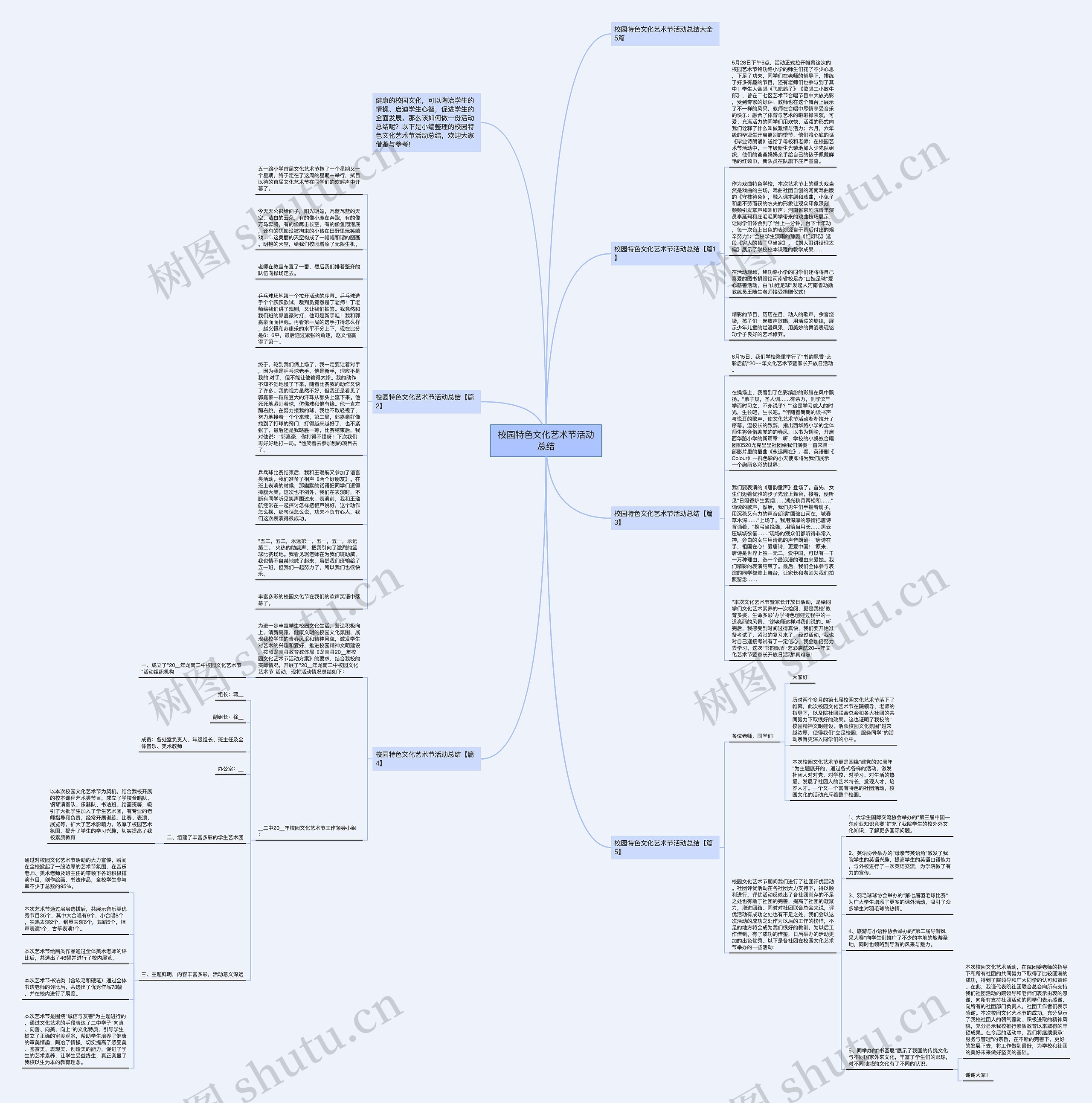 校园特色文化艺术节活动总结思维导图