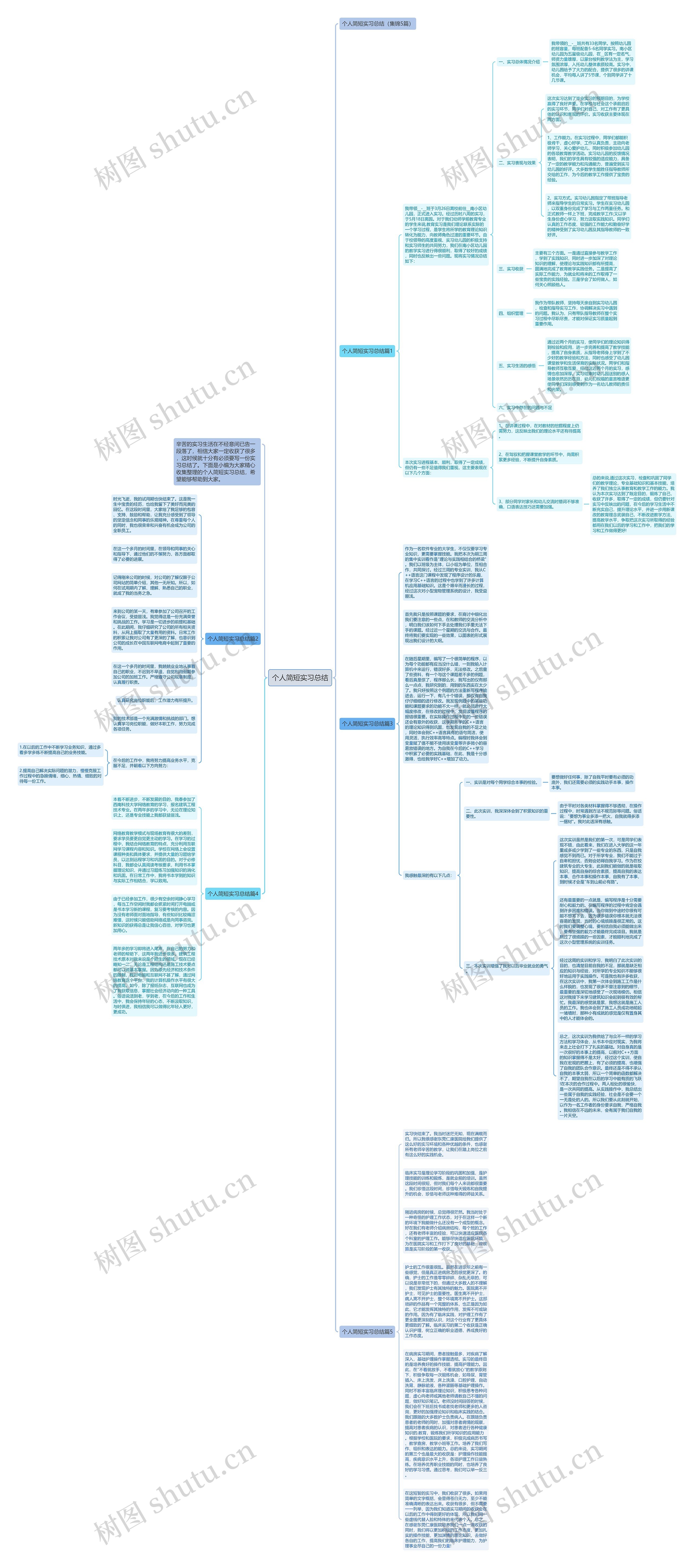 个人简短实习总结思维导图