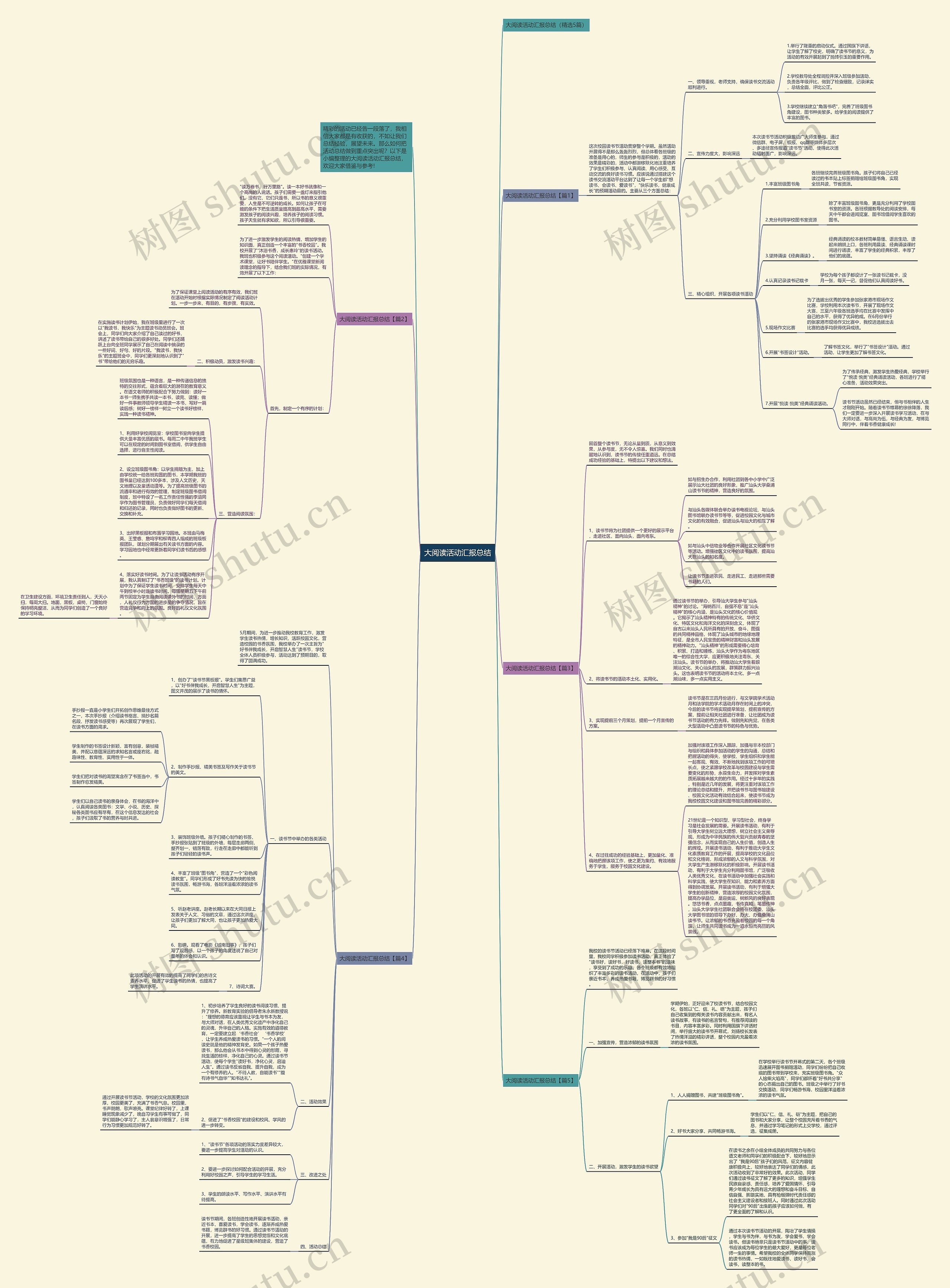 大阅读活动汇报总结思维导图