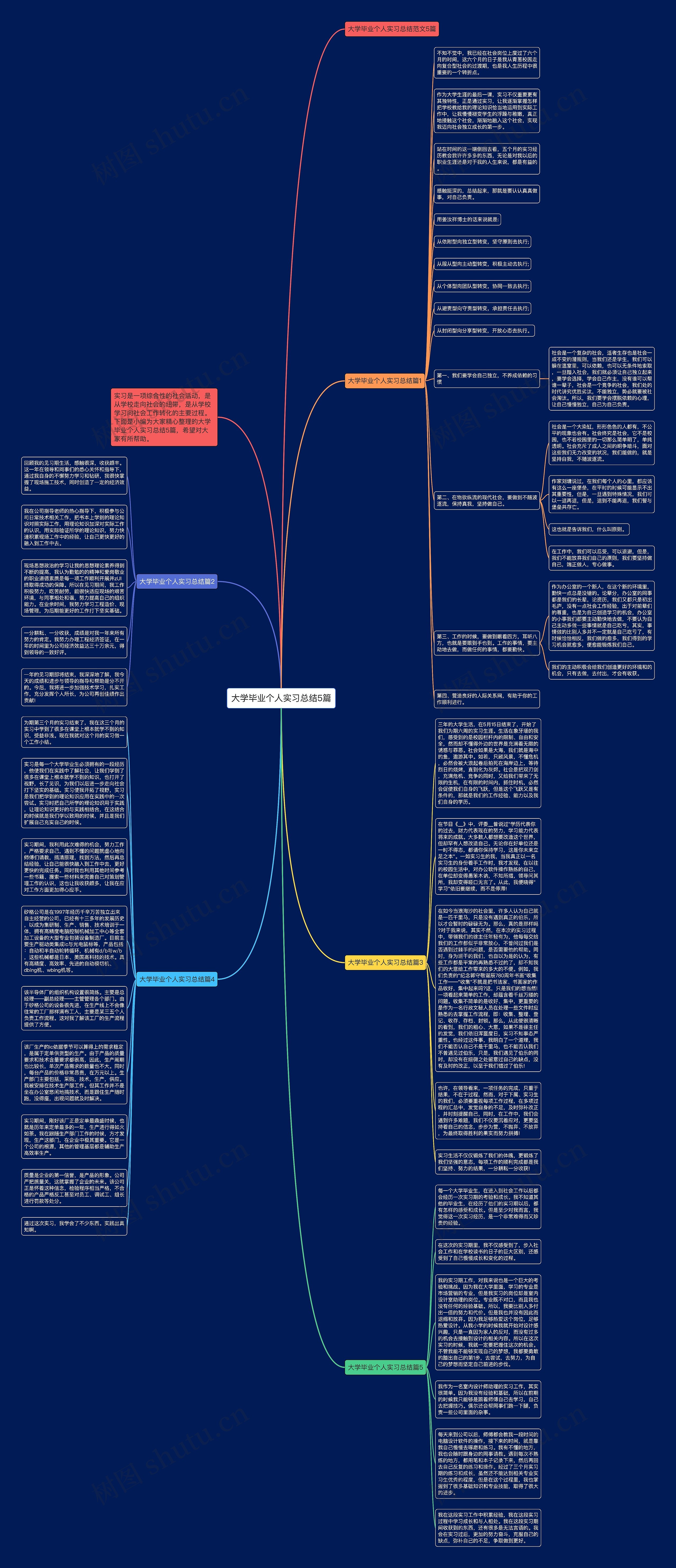 大学毕业个人实习总结5篇思维导图