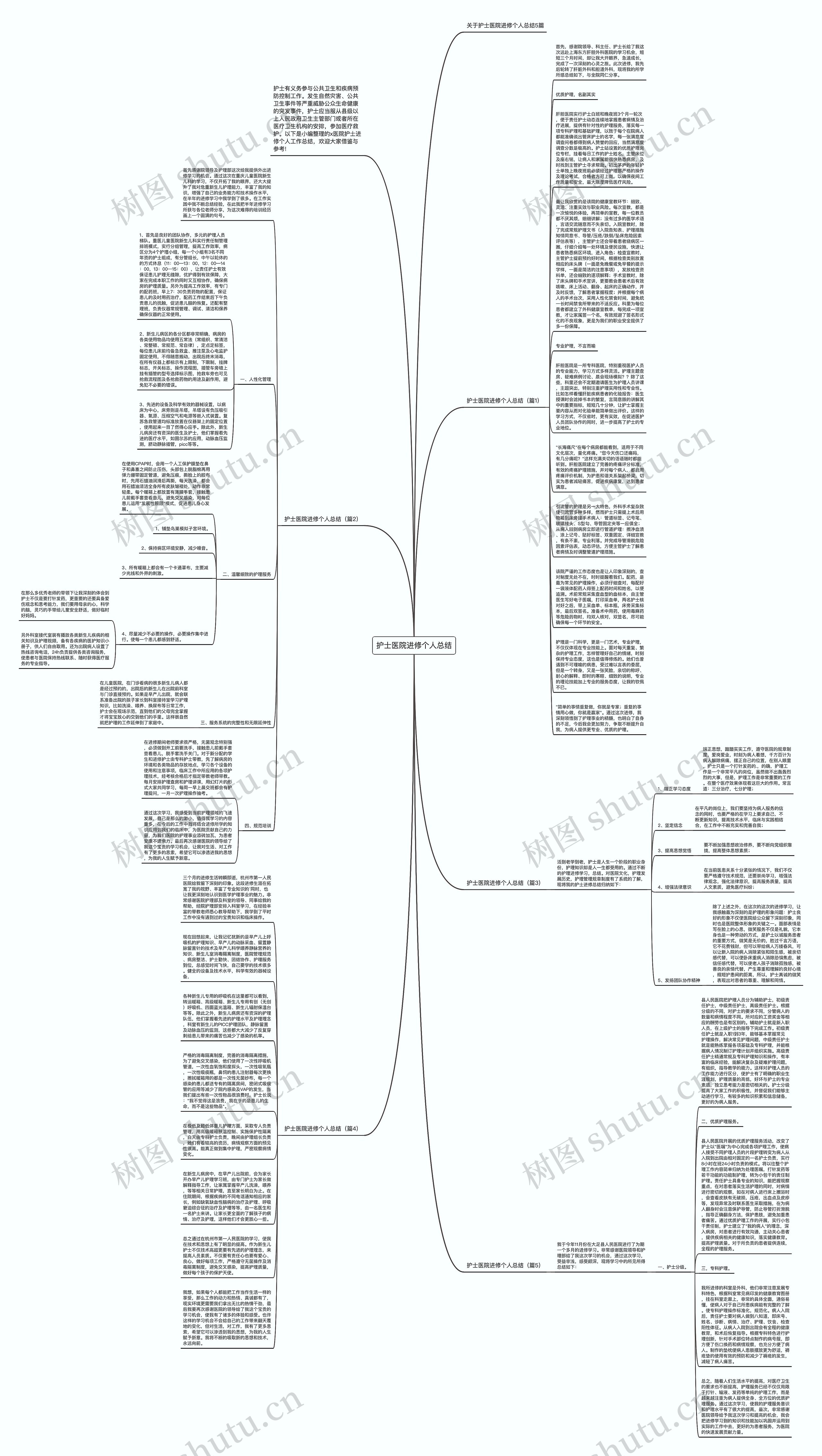 护士医院进修个人总结思维导图