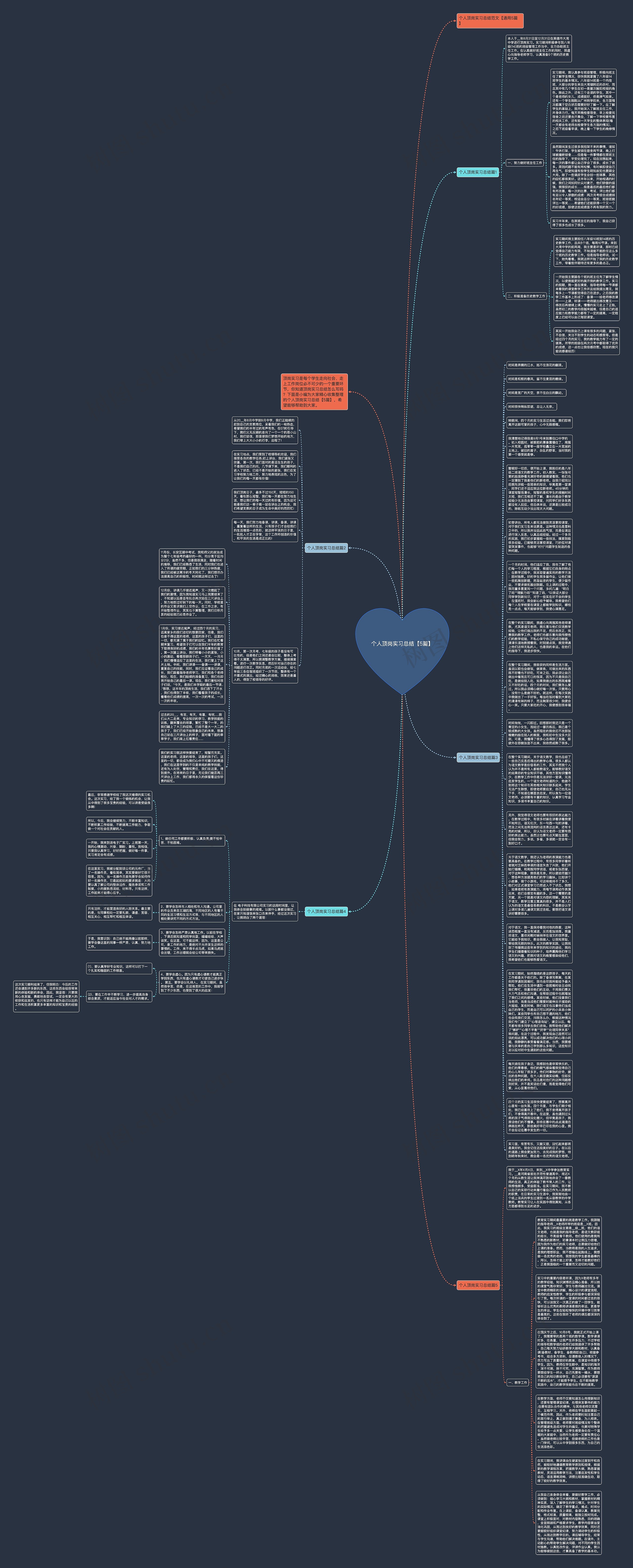 个人顶岗实习总结【5篇】思维导图