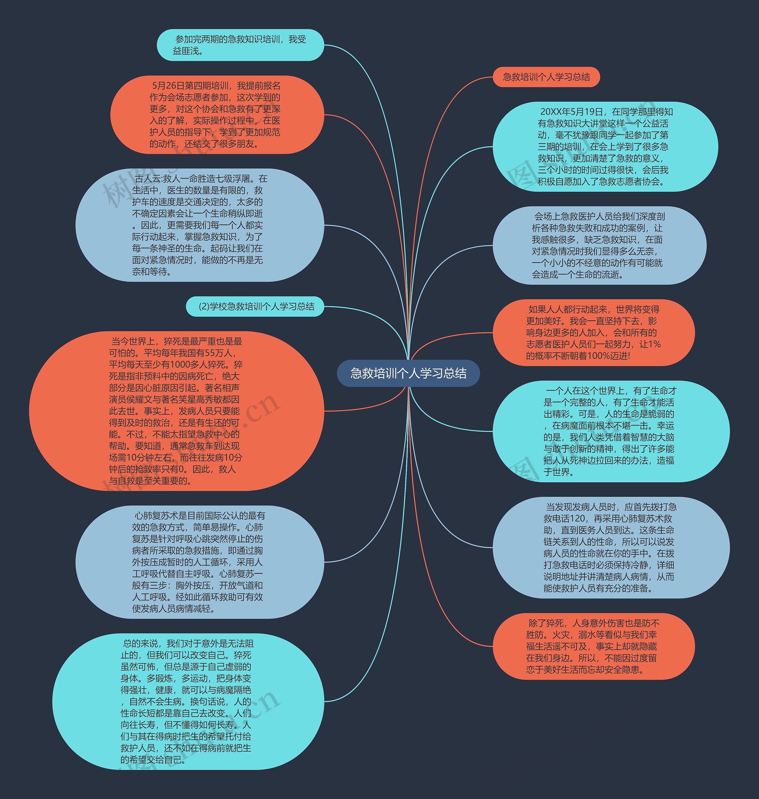 急救培训个人学习总结思维导图