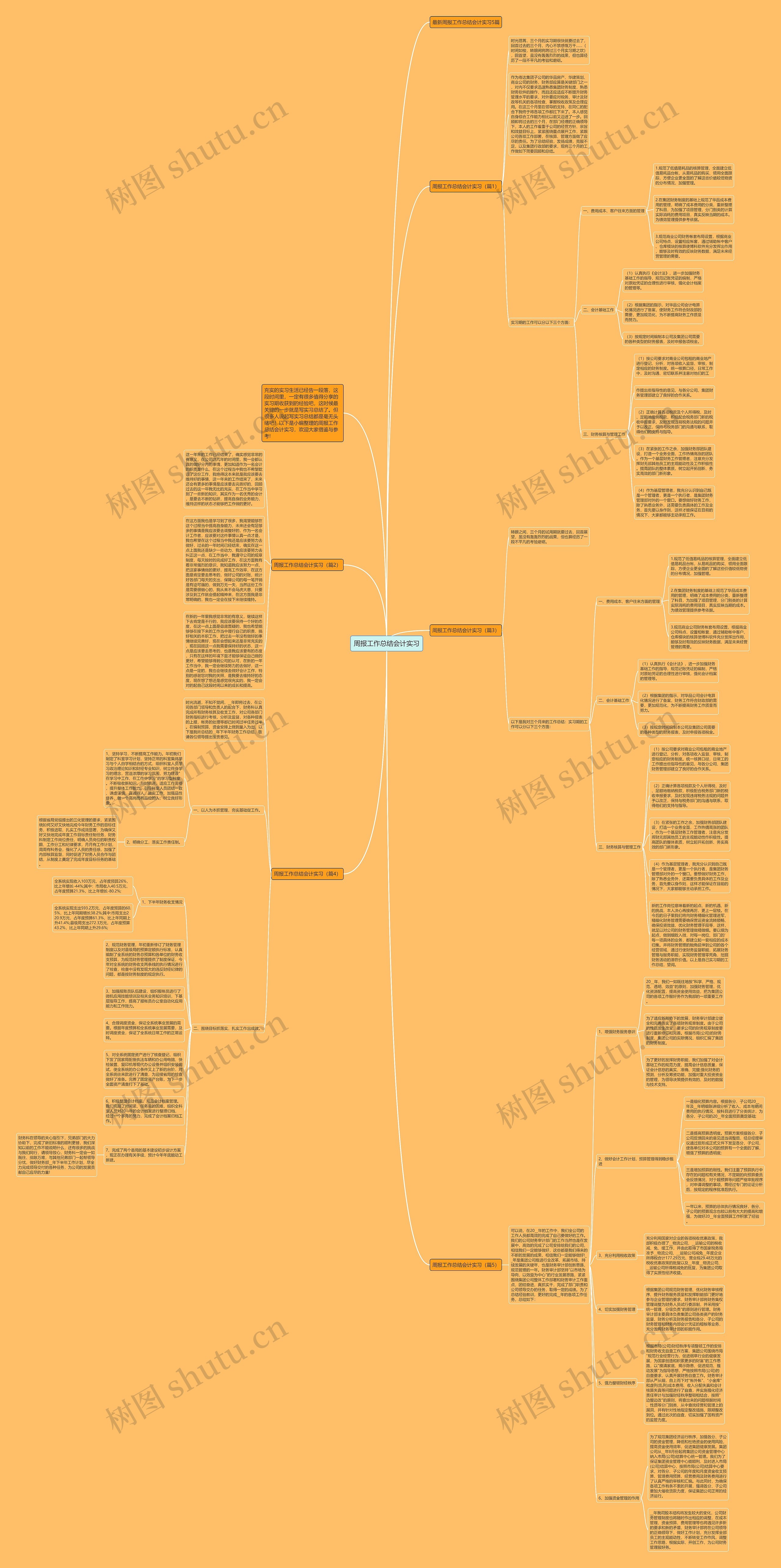 周报工作总结会计实习思维导图