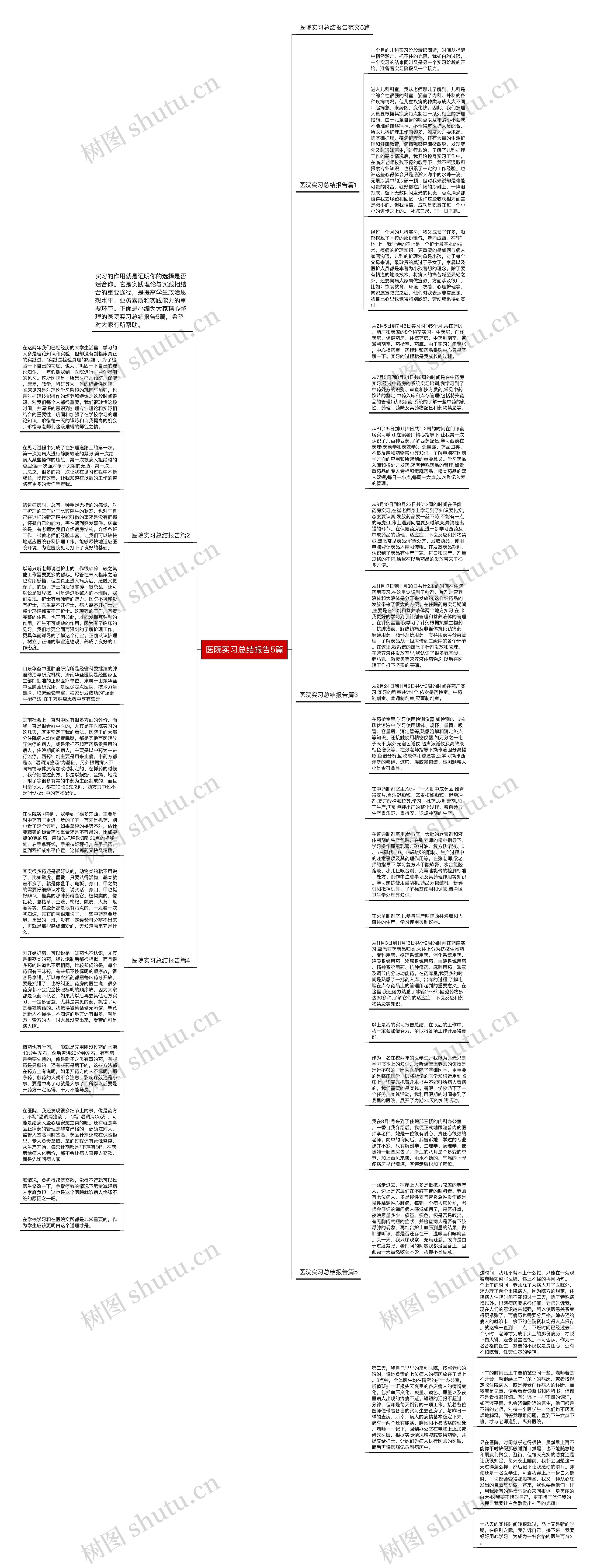 医院实习总结报告5篇思维导图