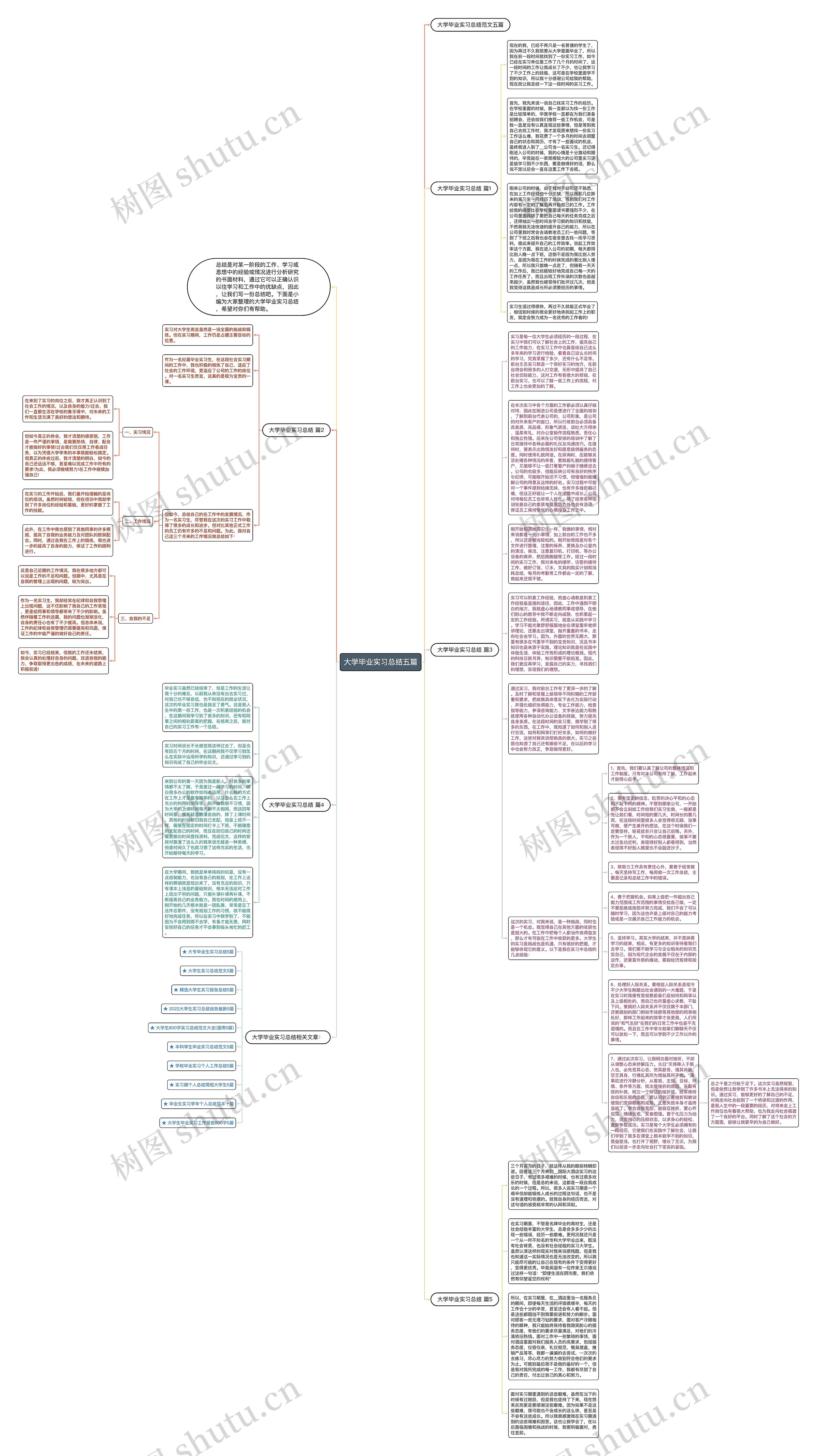 大学毕业实习总结五篇思维导图